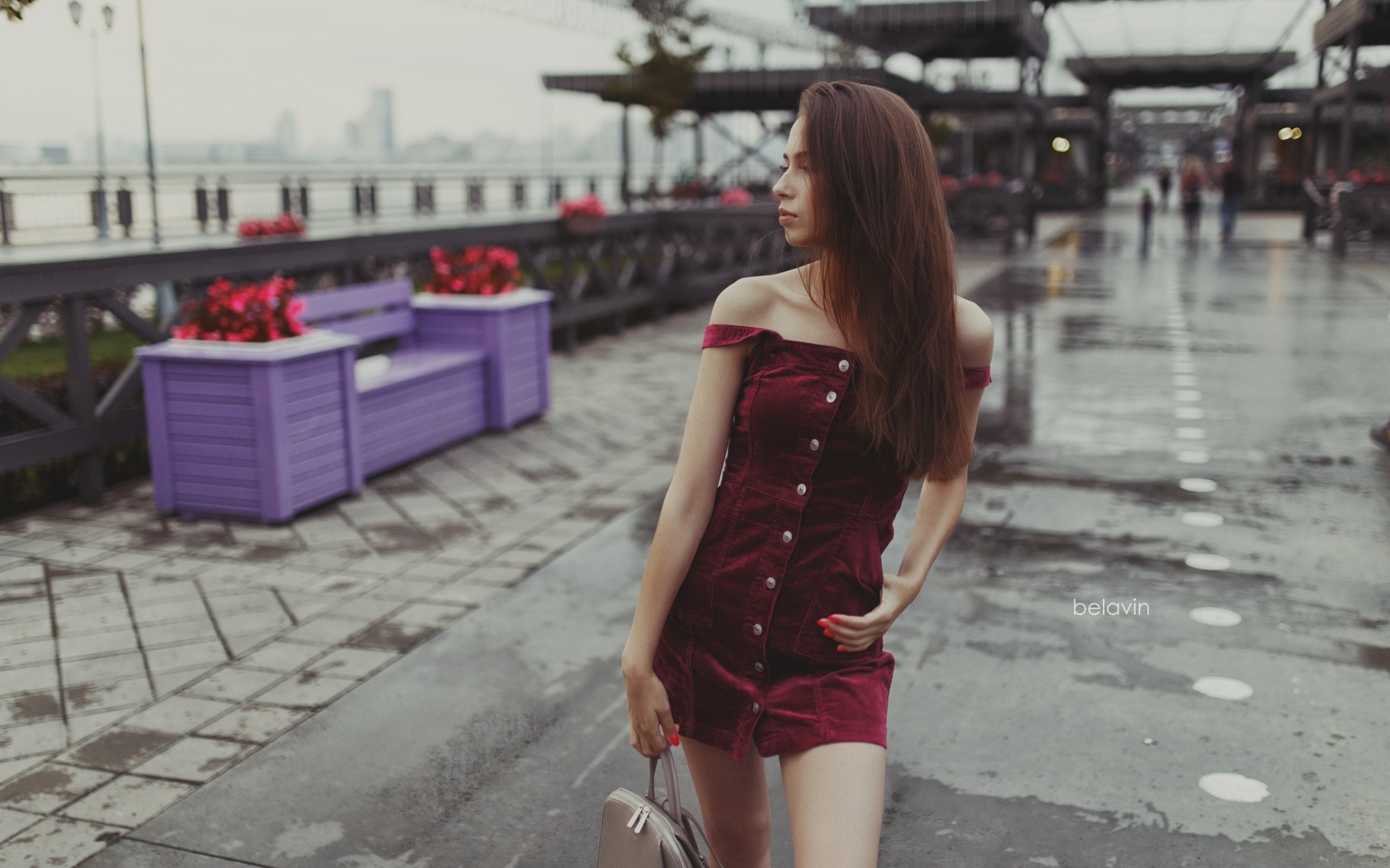 women, alexander belavin, dress, portrait, hand bags, red nails