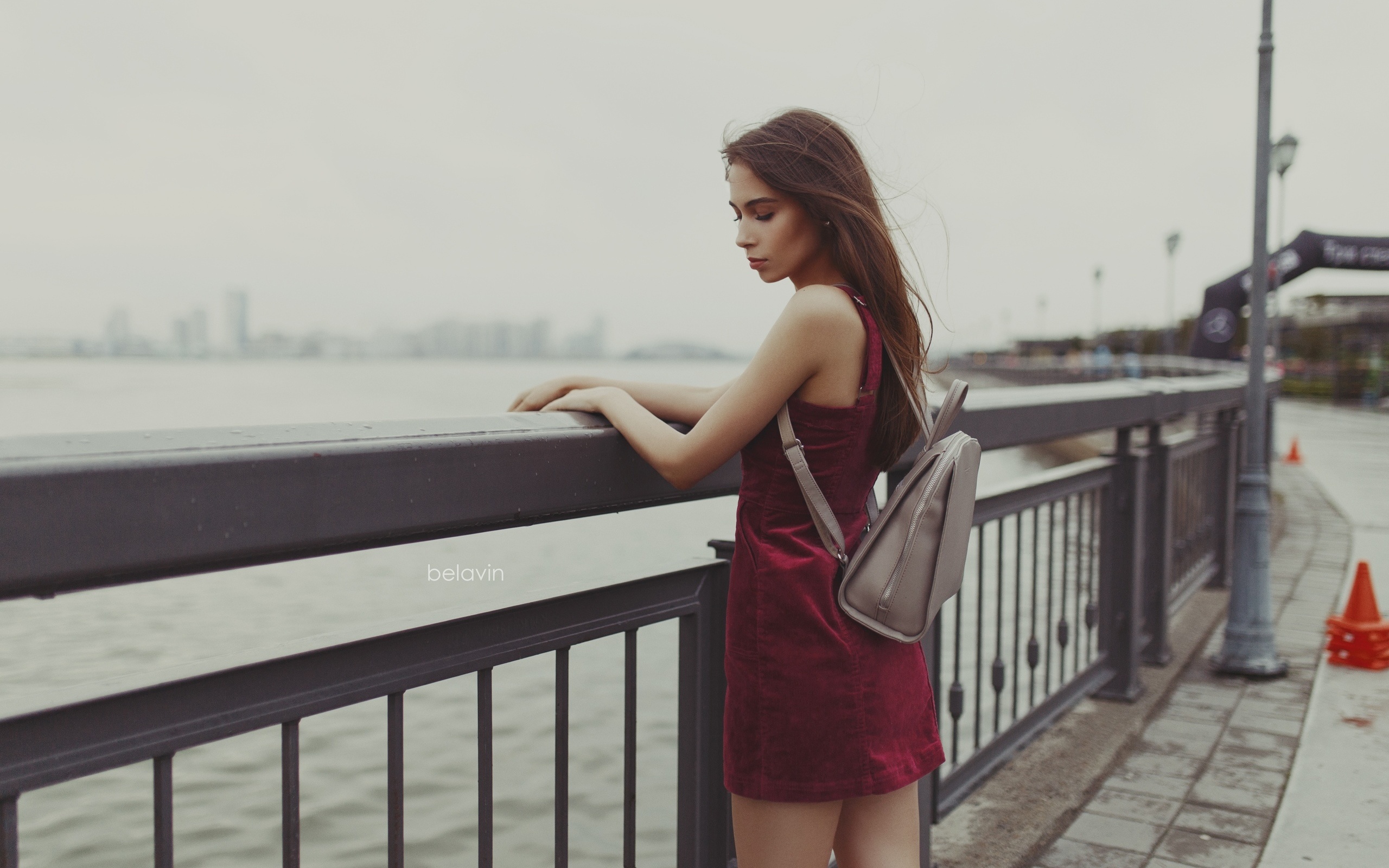 women, alexander belavin, dress, portrait, hand bags, closed eyes