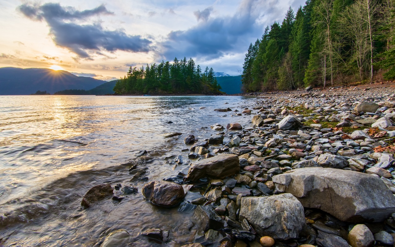 , canada, harrison lake shoreline, sasquatch provincial park, british columbia, , 