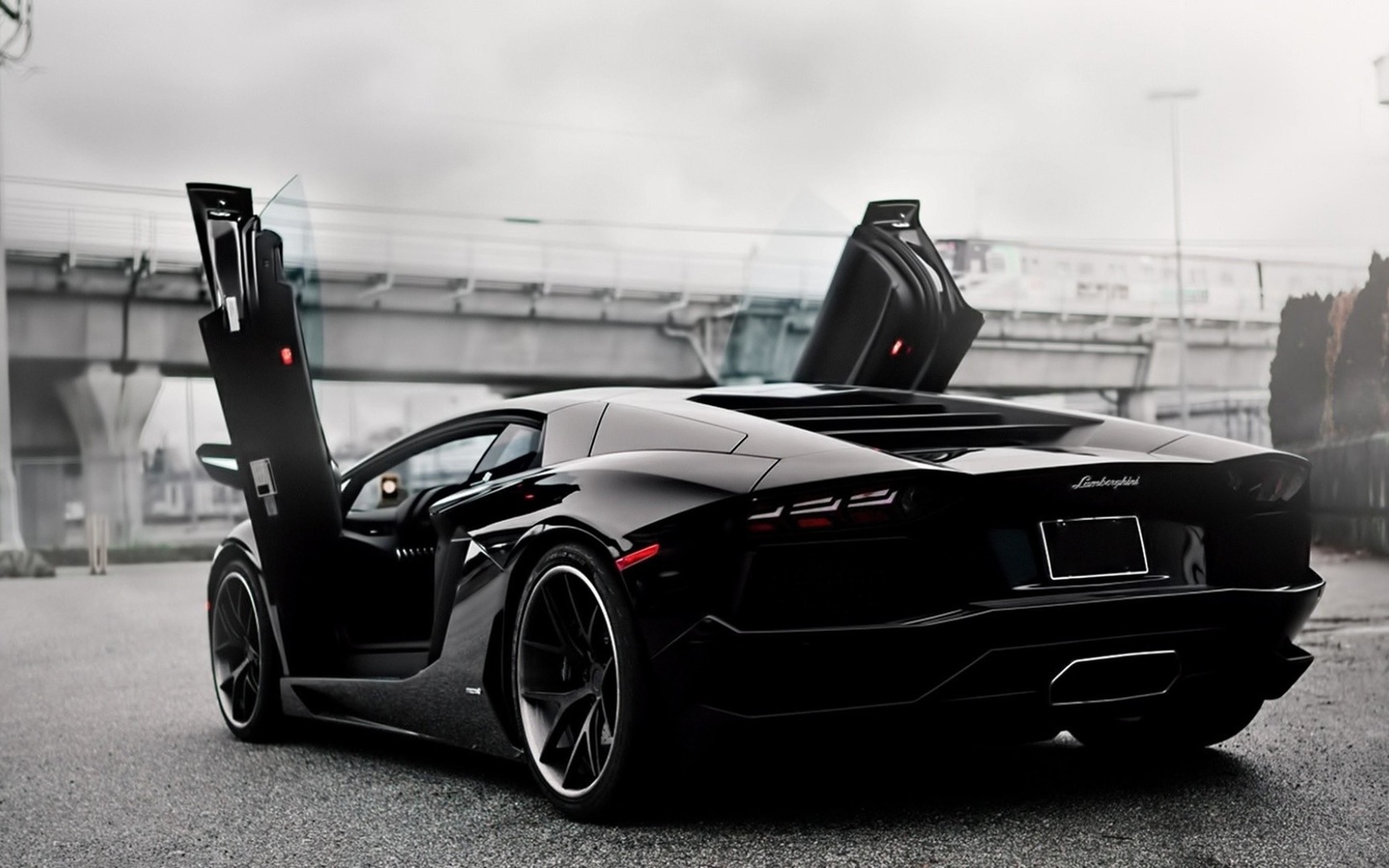 black, lamborghini, aventador