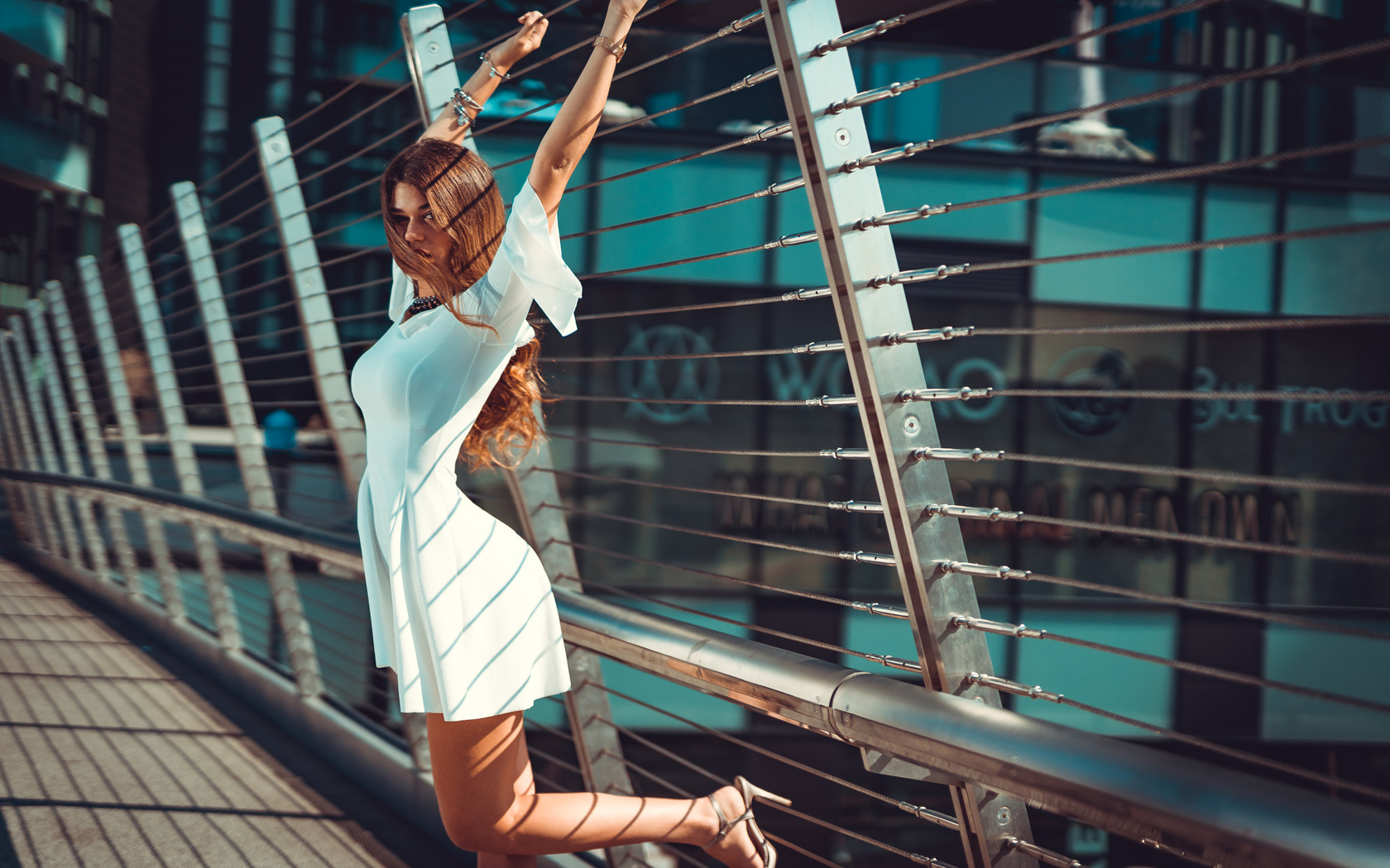 women, marco squassina, portrait, high heels, white dress