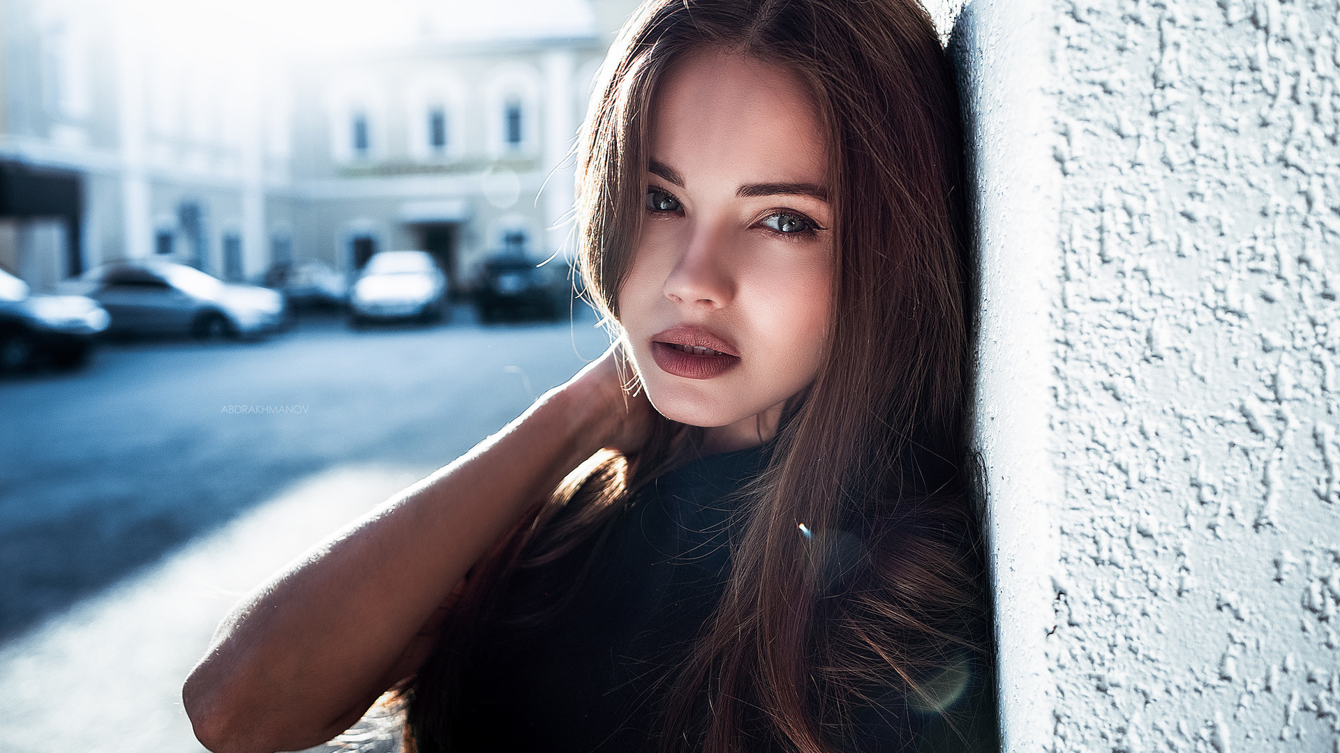 women, face, portrait, juicy lips, gray eyes, lenar abdrakhmanov