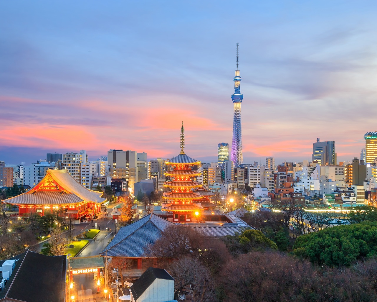 japan, tokyo, skyline, clouds, sunset