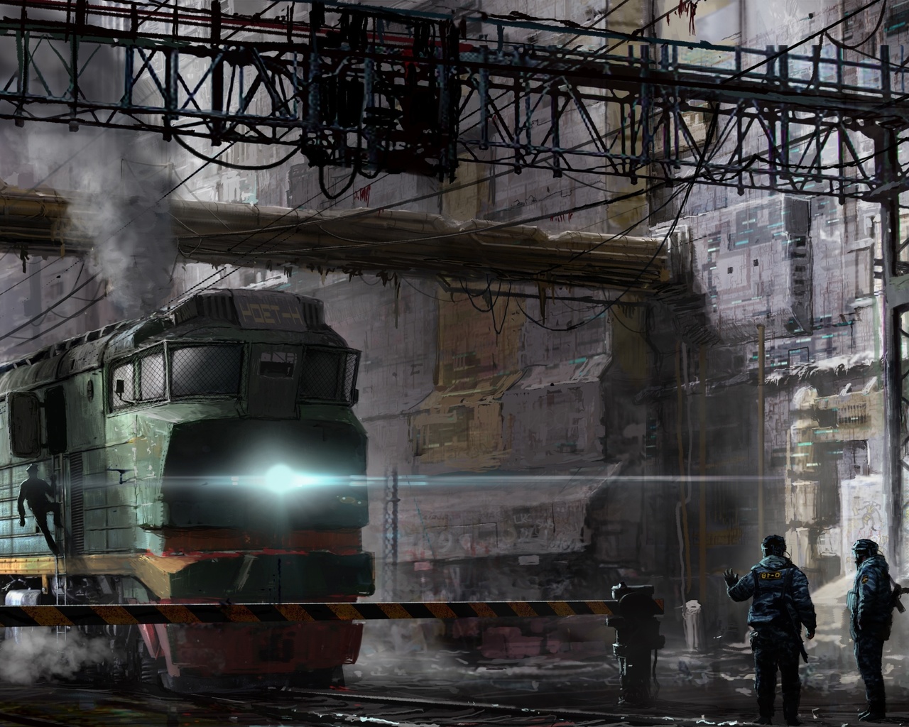 train, people, post-apocalyptic, sci-fi, 