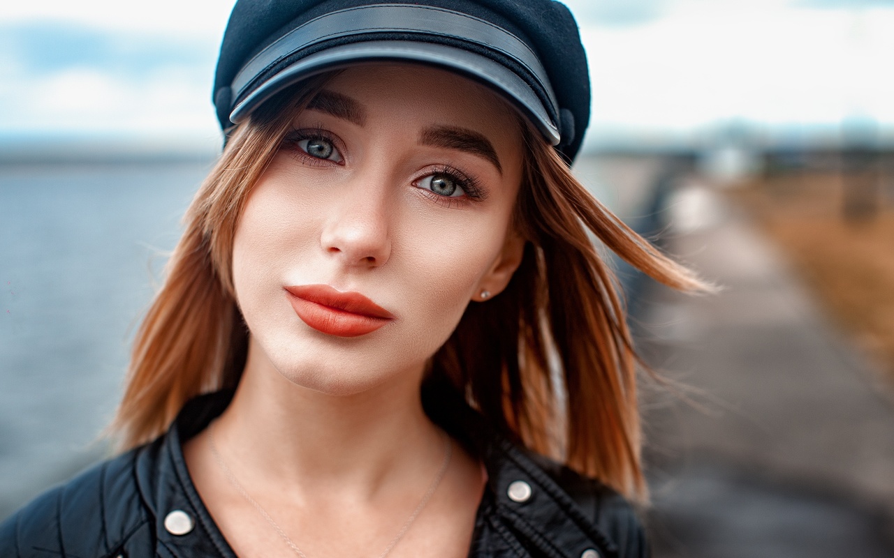 women, face, portrait, leather jackets, depth of field