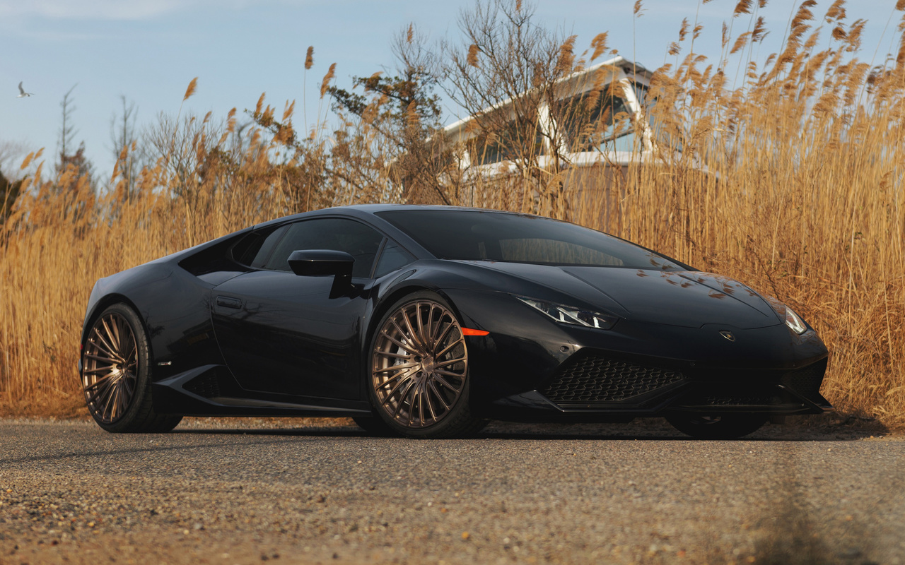 lamborghini, huracan, black, supercar