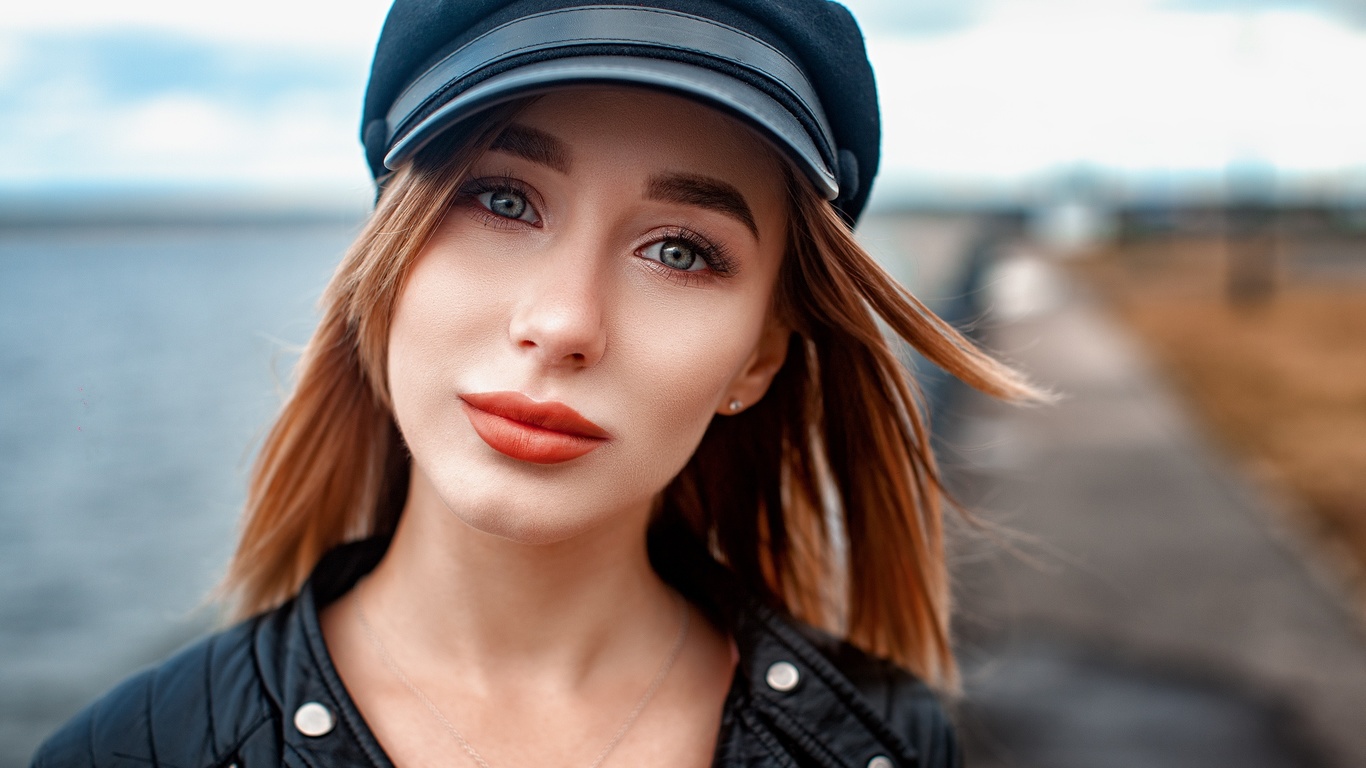 women, face, portrait, leather jackets, depth of field