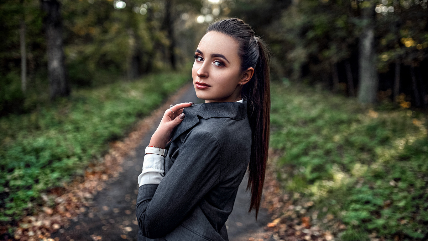 women, portrait, trees, depth of field, women outdoors, road, andrius stankunas