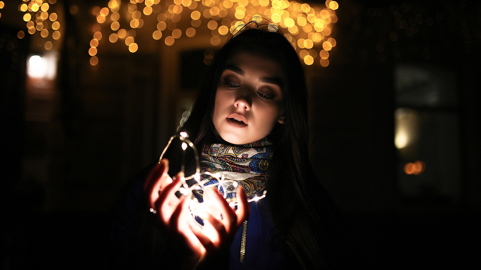 women, face, portrait, bokeh, scarfs, weater