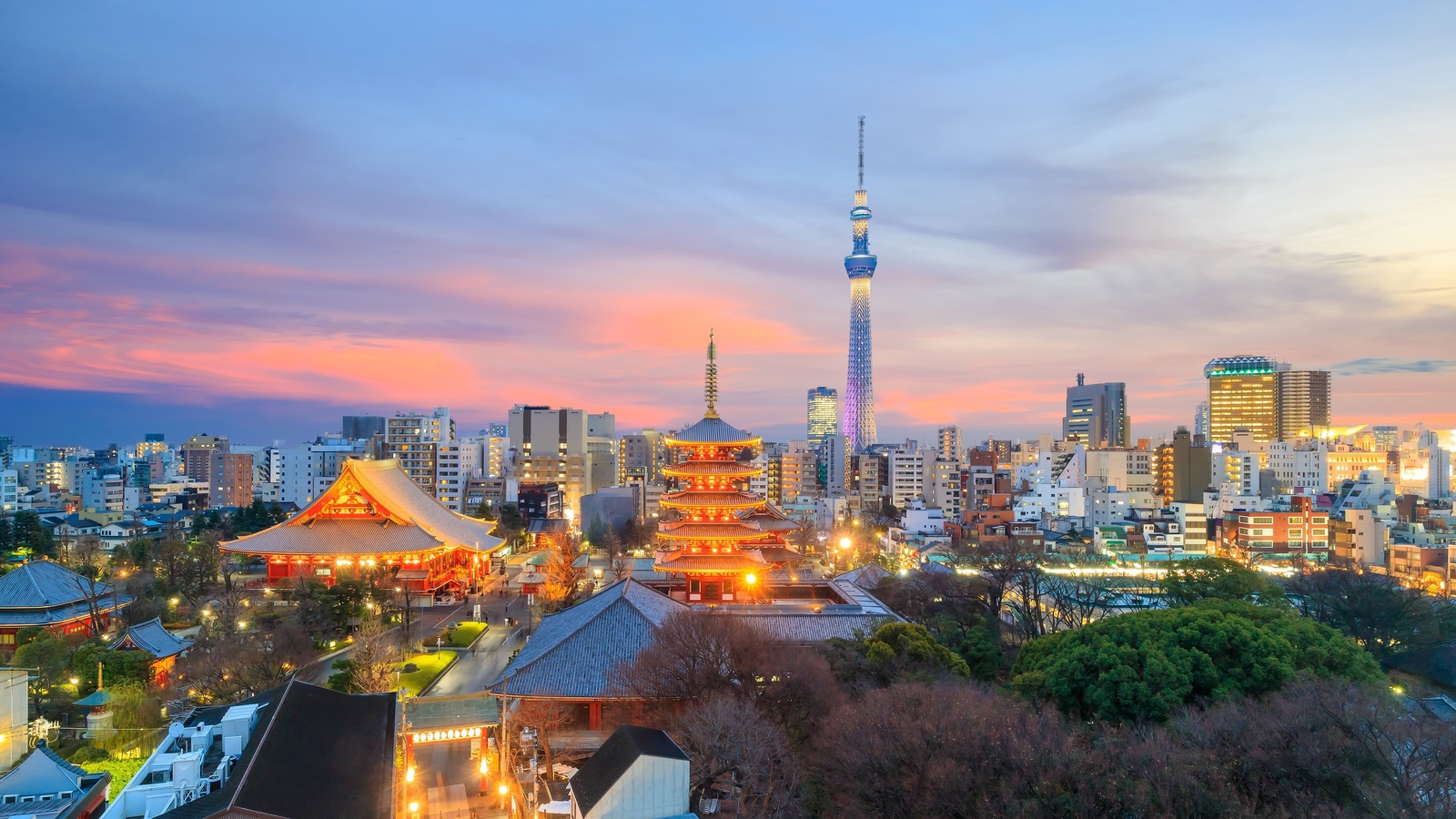 japan, tokyo, skyline, clouds, sunset