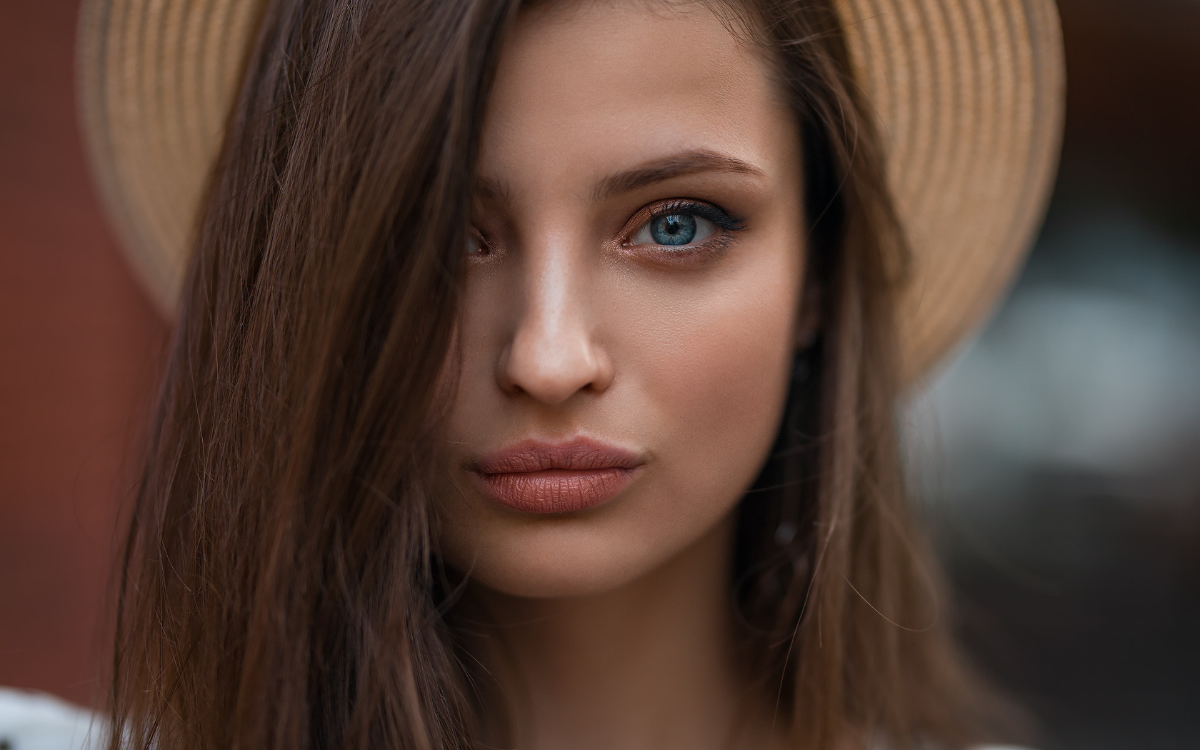 women, blue eyes, hat, face, portrait, dmitry sn