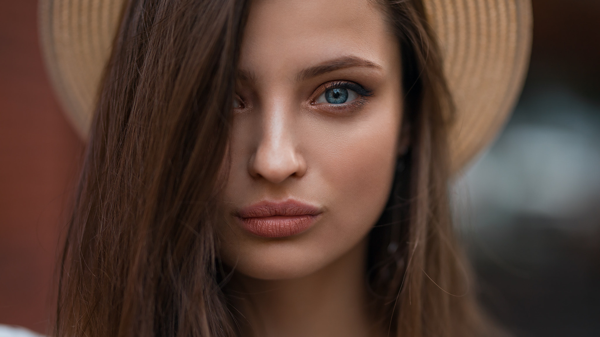 women, blue eyes, hat, face, portrait, dmitry sn