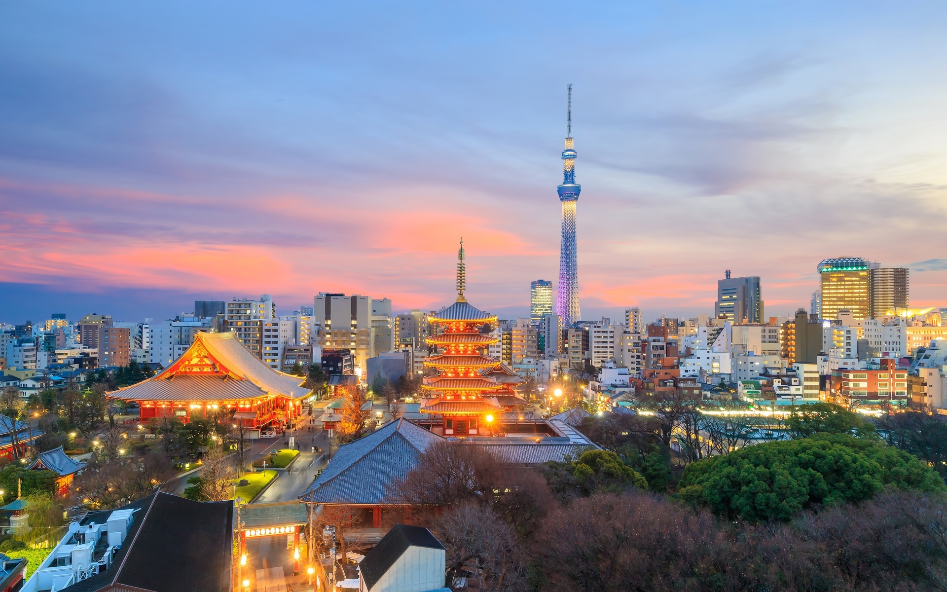 japan, tokyo, skyline, clouds, sunset