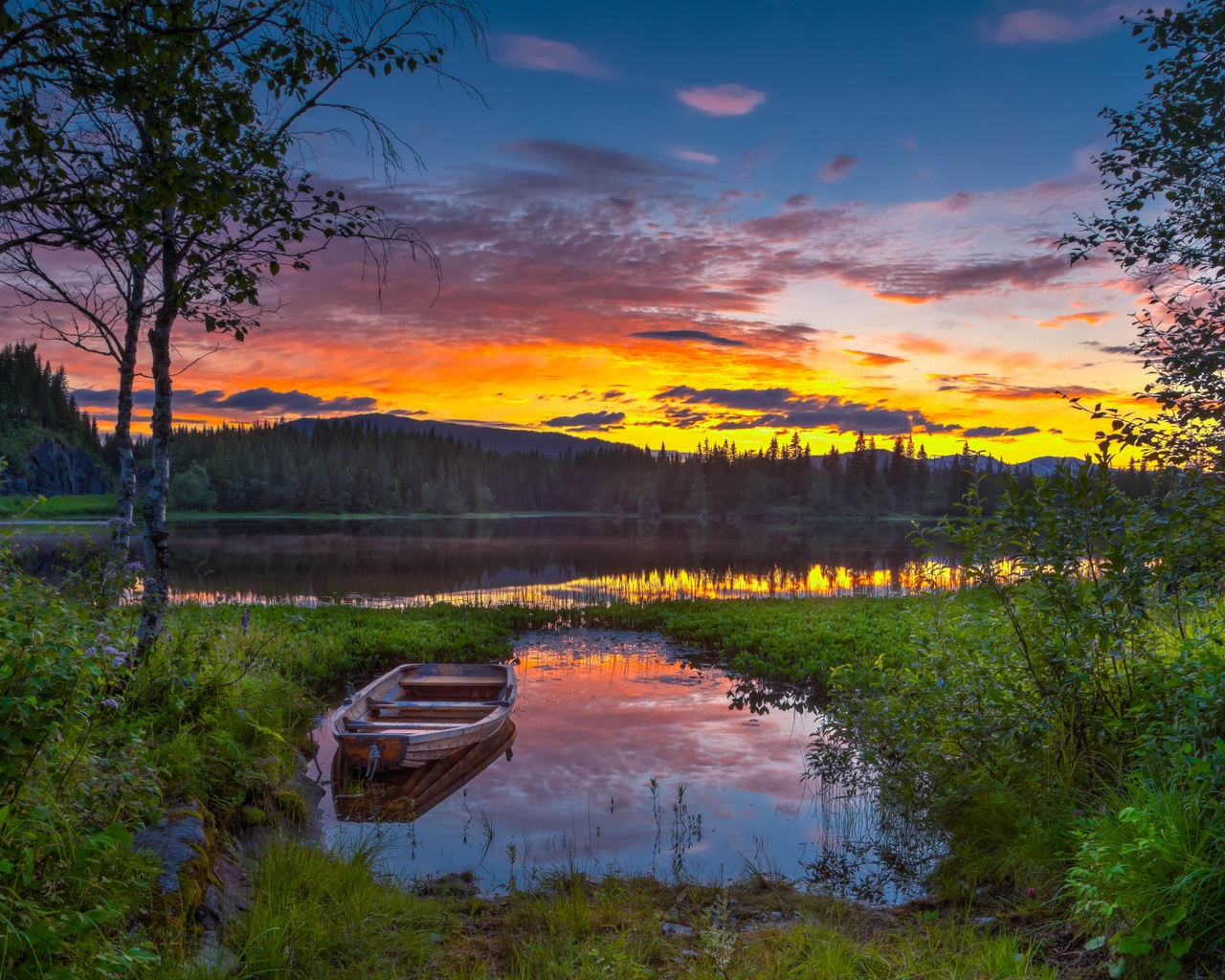 sunset, lake, boat, , , , , , , , , ,,,,,