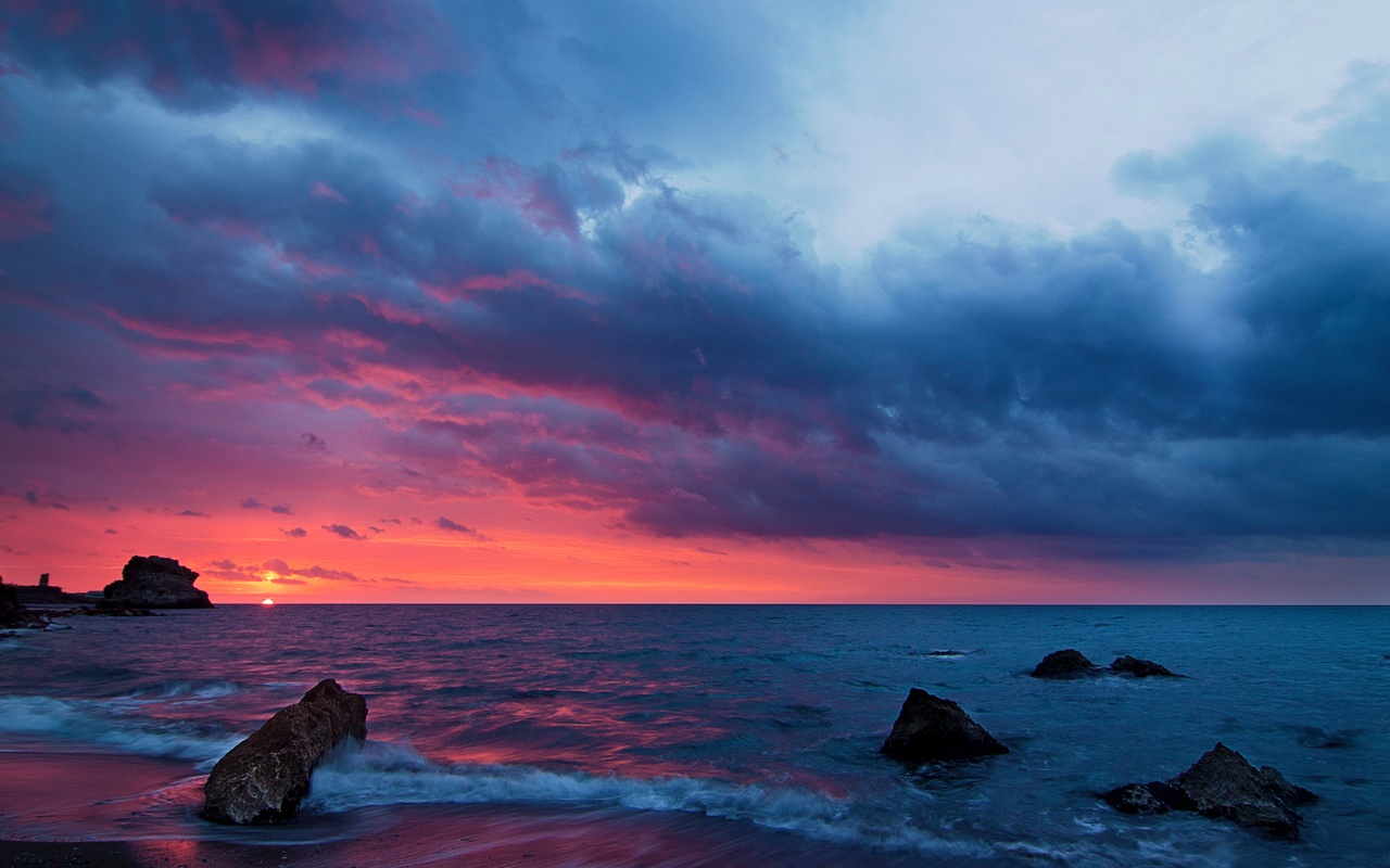 cloudscape, dramatic, sky, coast