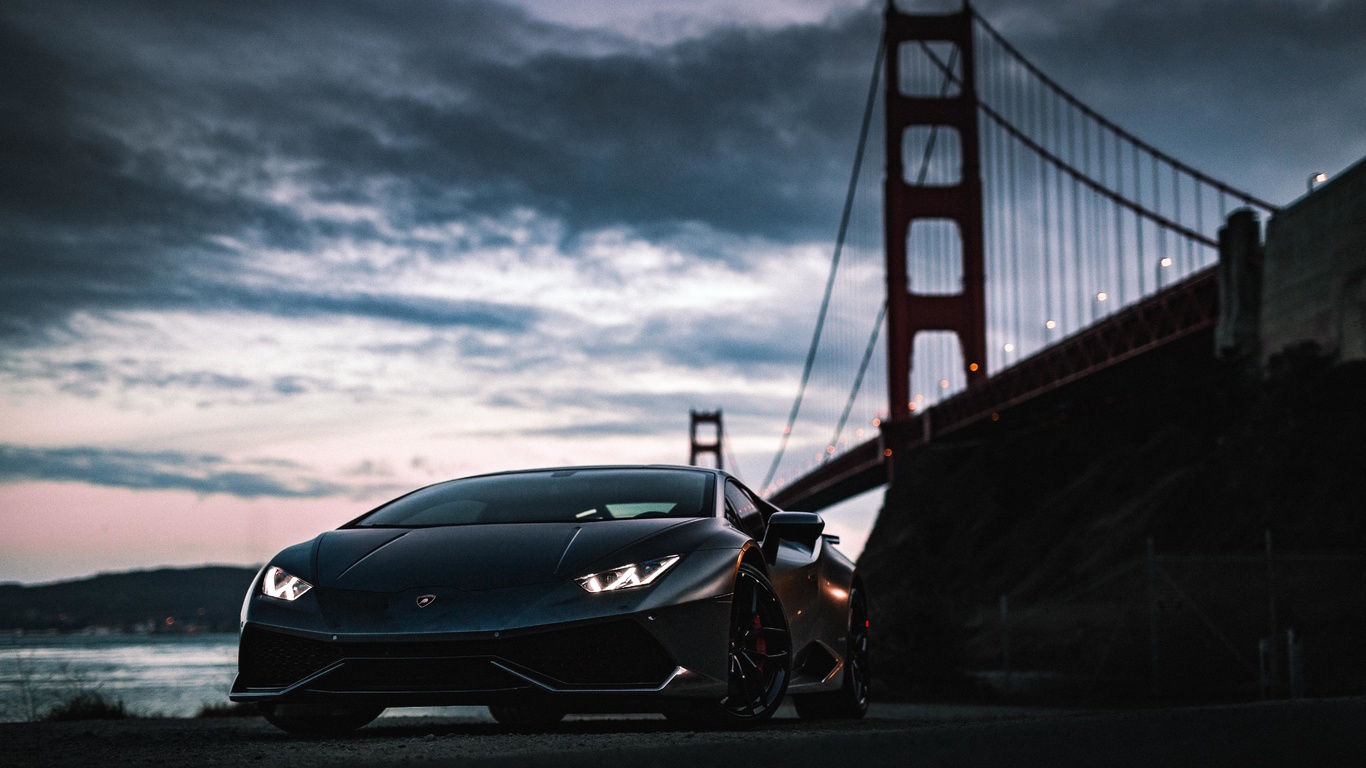 lamborghini, huracan, golden gate bridge