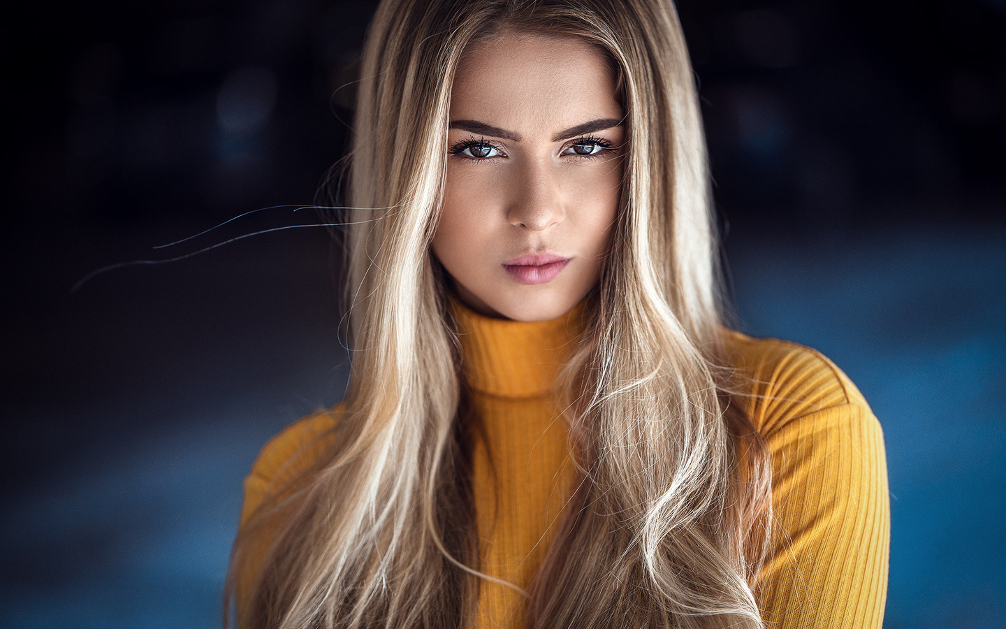 women, blonde, portrait, pink lipstick, turtlenecks, anatoli oskin, anne pfeifer