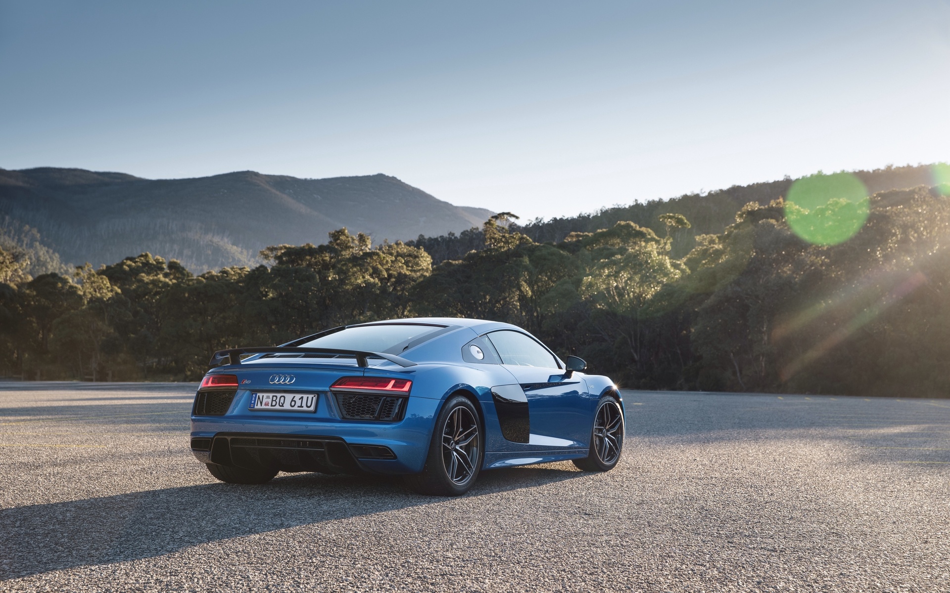 audi, r8, blue, sport cars, back view