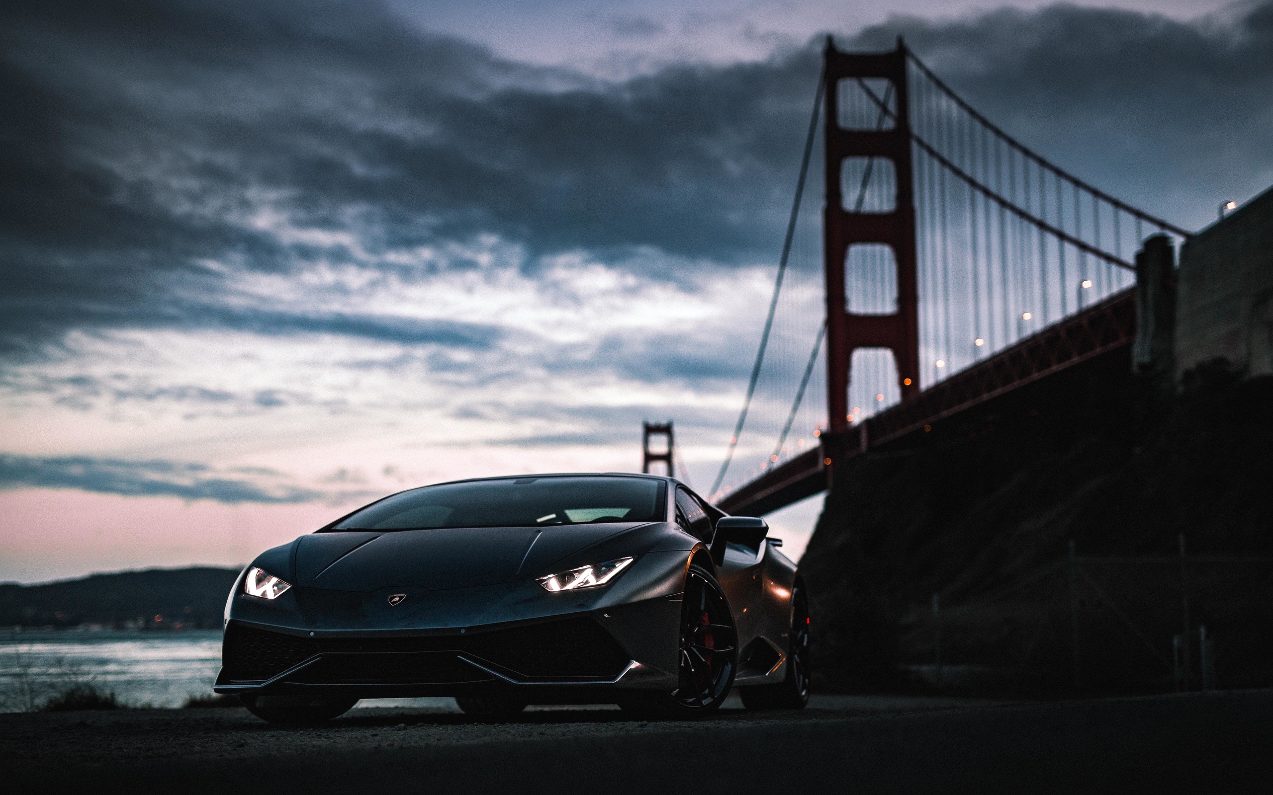 lamborghini, huracan, golden gate bridge