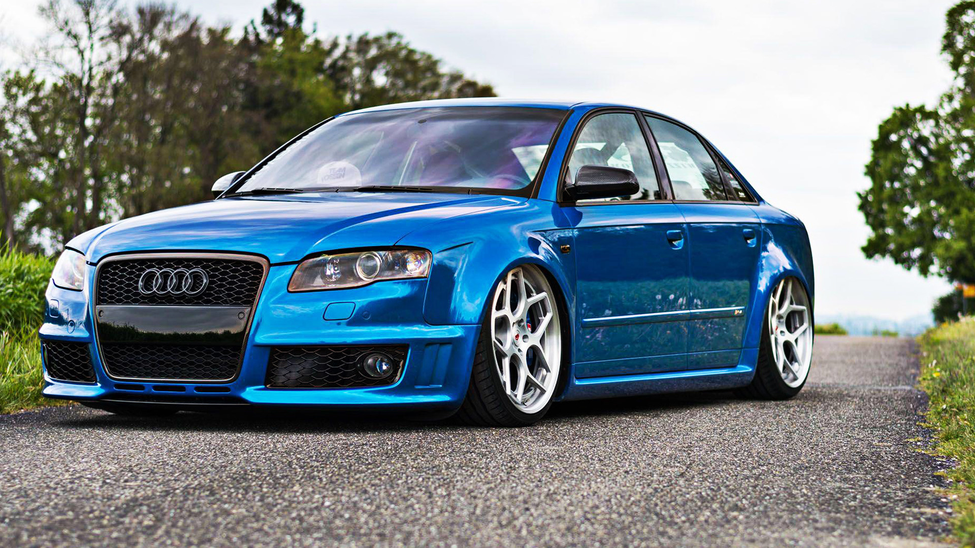 audi, rs4, stance, cool cars, tunned, vossen, wheels cg-205, blue