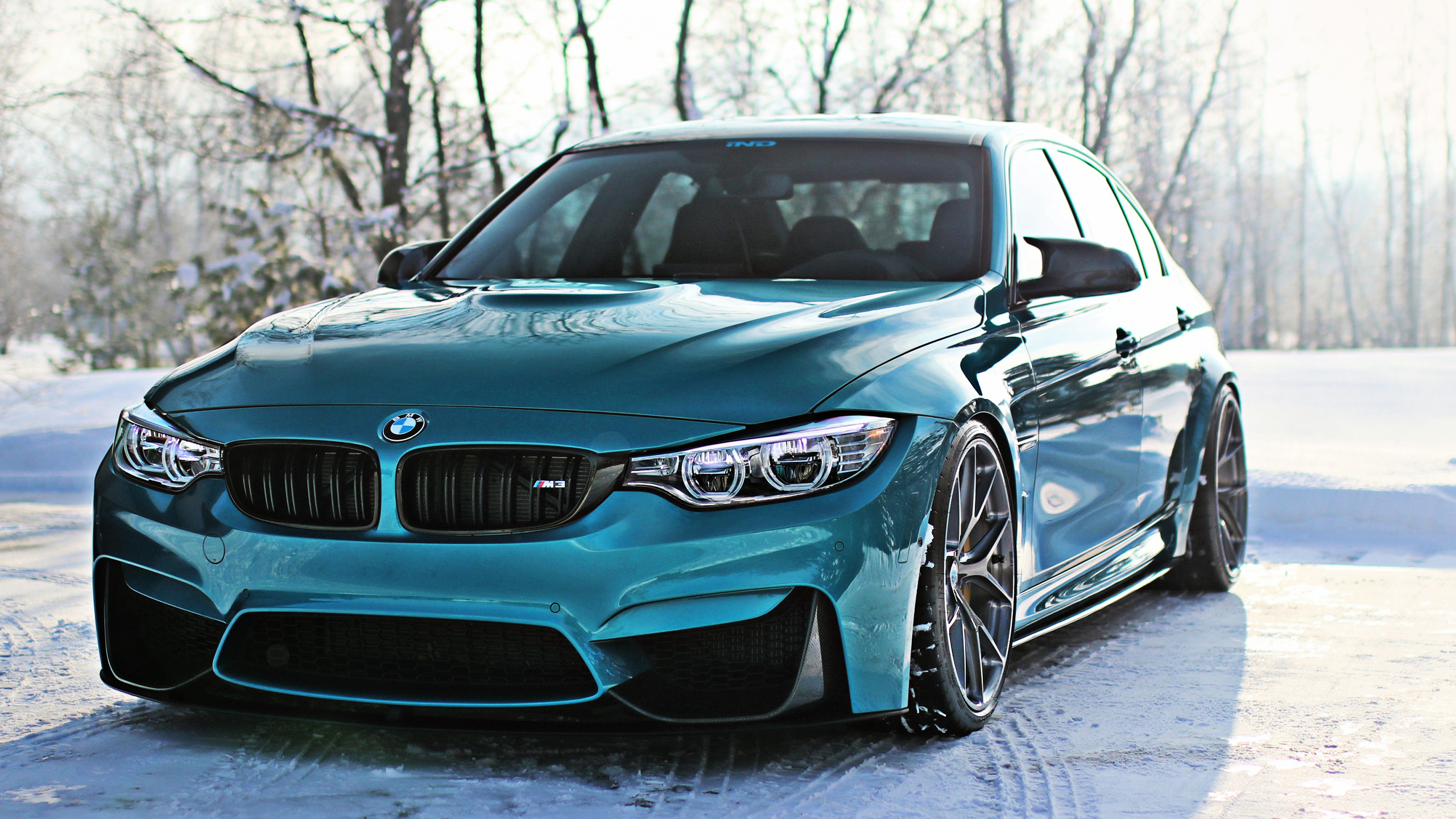 bmw, m3, f80, sedan, tuning, blue, sedan, winter, snow