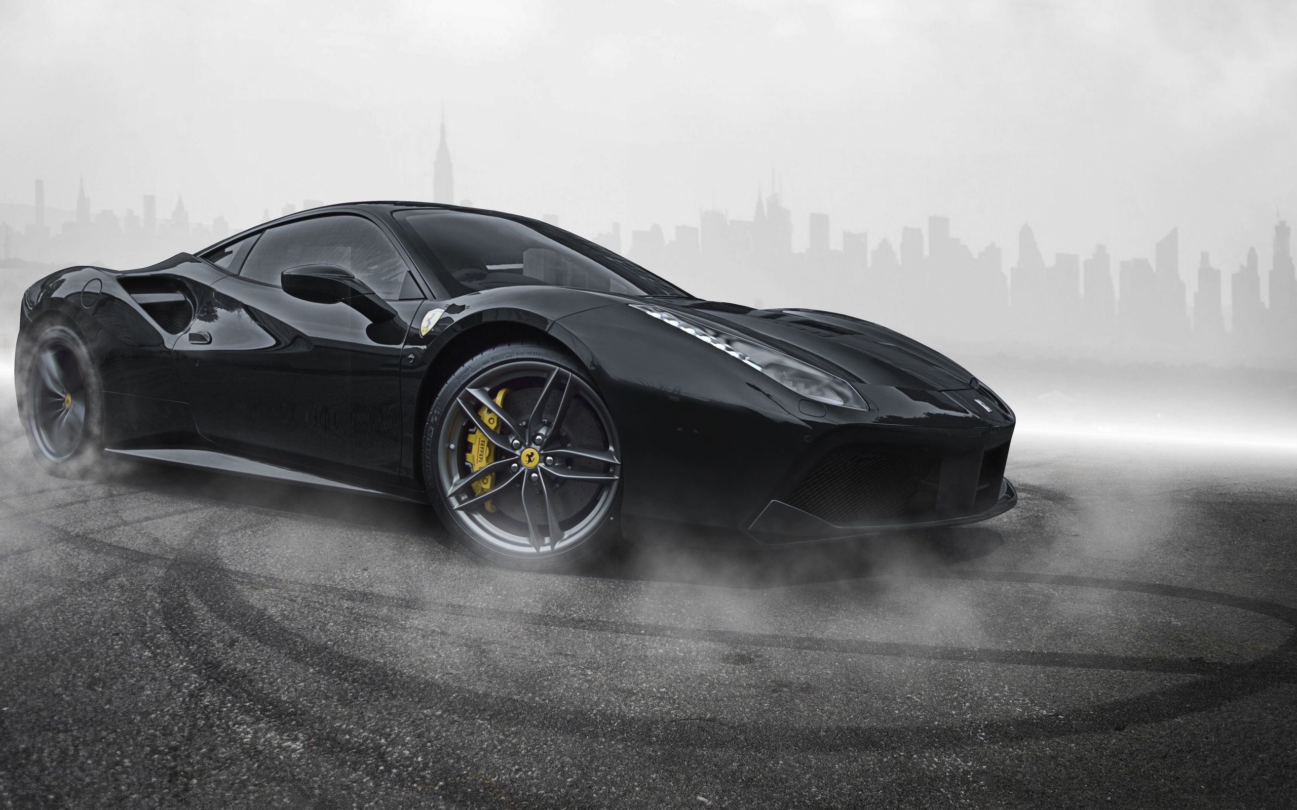 ferrari, 488, black