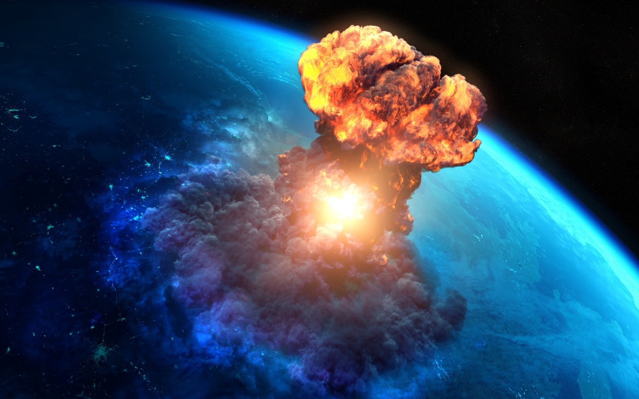 digital art, apocalyptic, meteors, planet