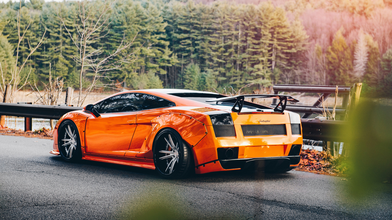 lamborghini, gallardo, rear view, tuning, orange, supercar