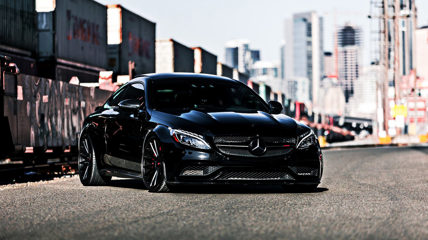 mercedes-benz, c63, amg, black