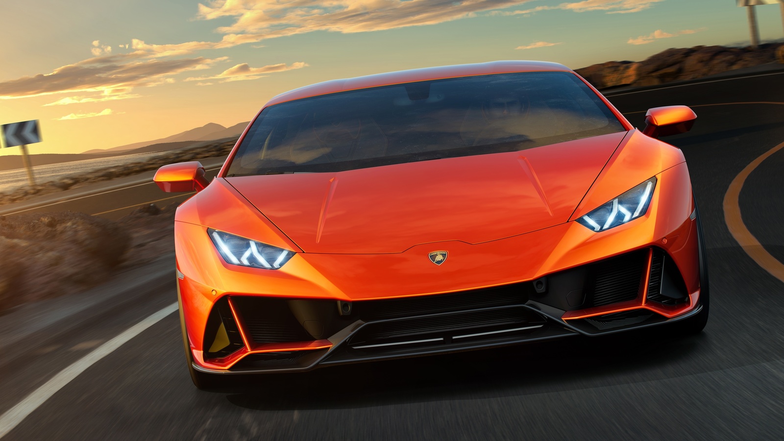 lamborghini, huracan, evo, orange