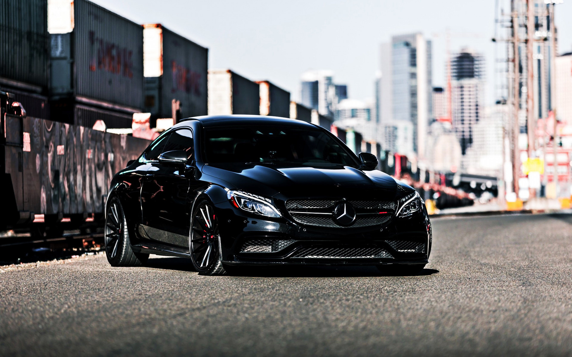 mercedes-benz, c63, amg, black