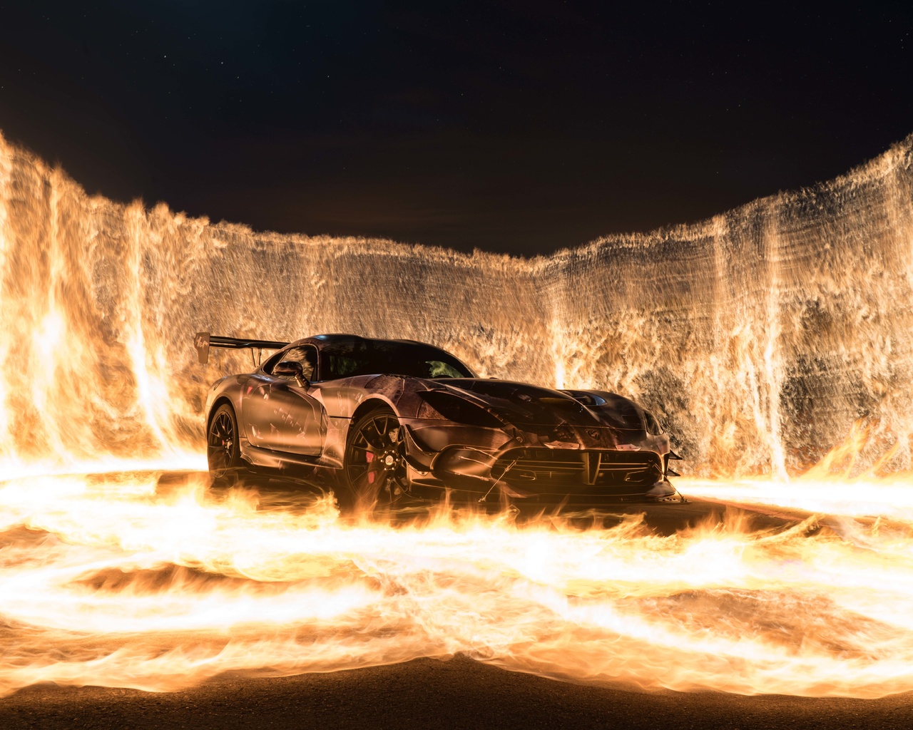 sports car, fire