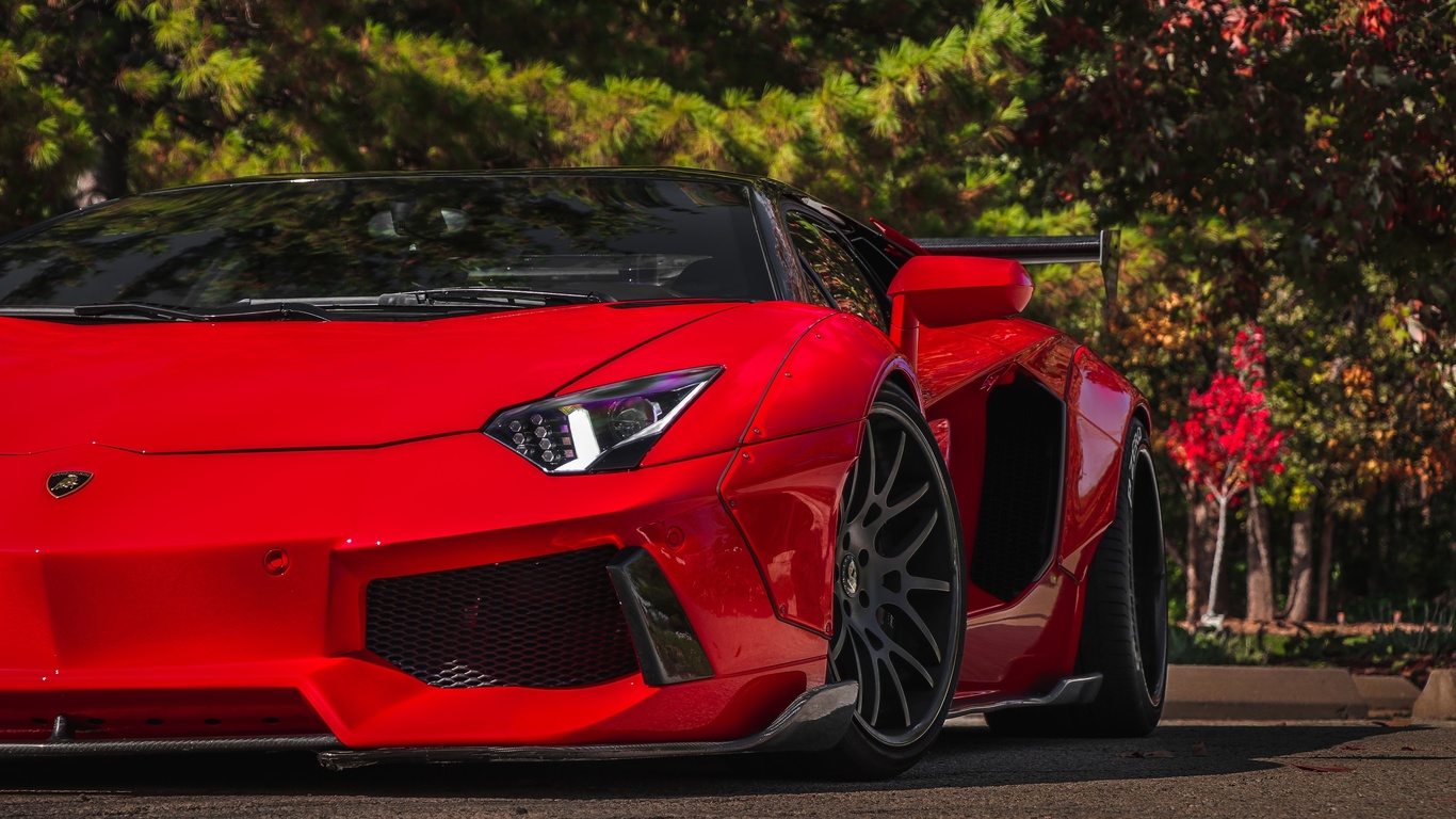 red, lamborghini, aventador