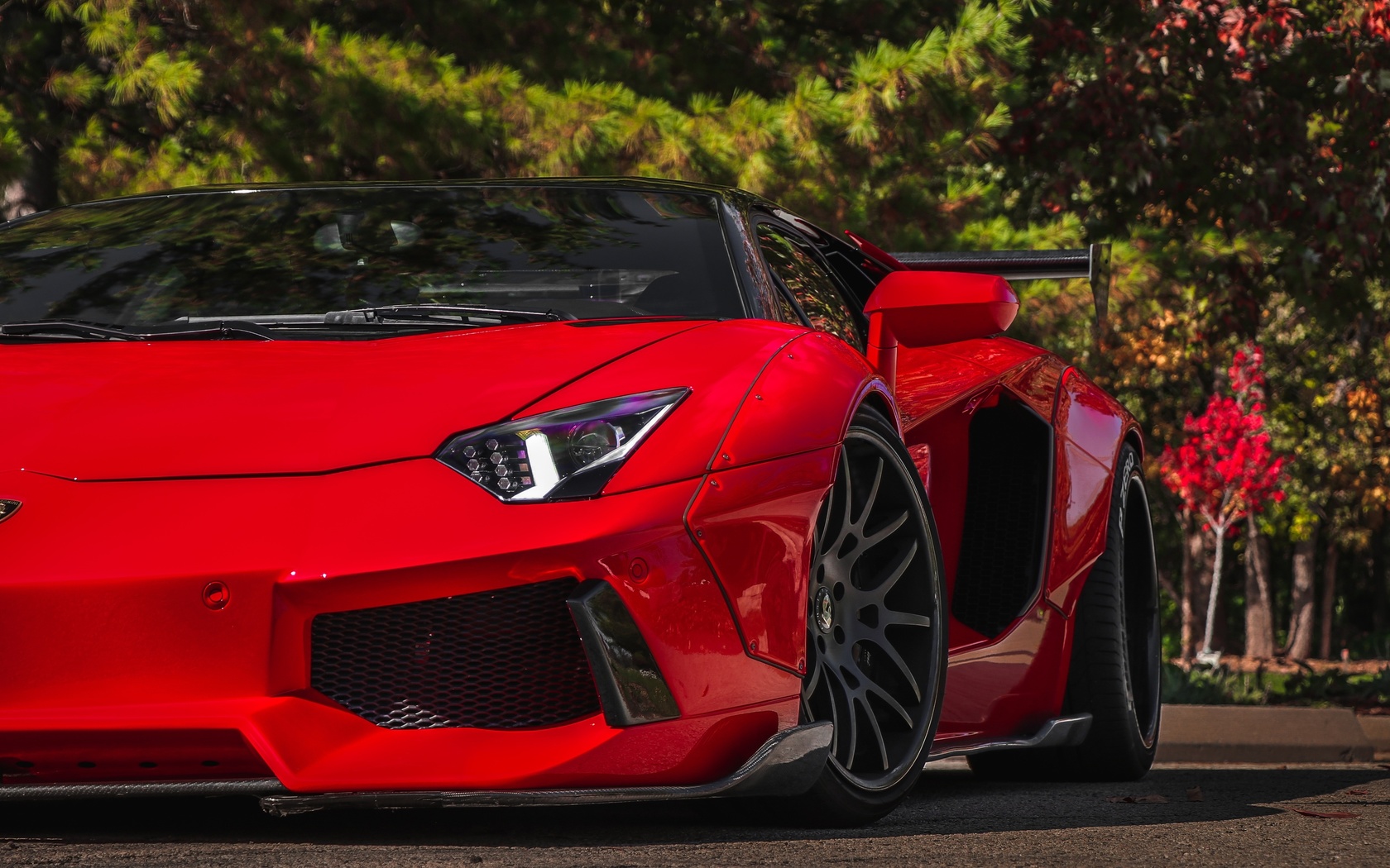 red, lamborghini, aventador