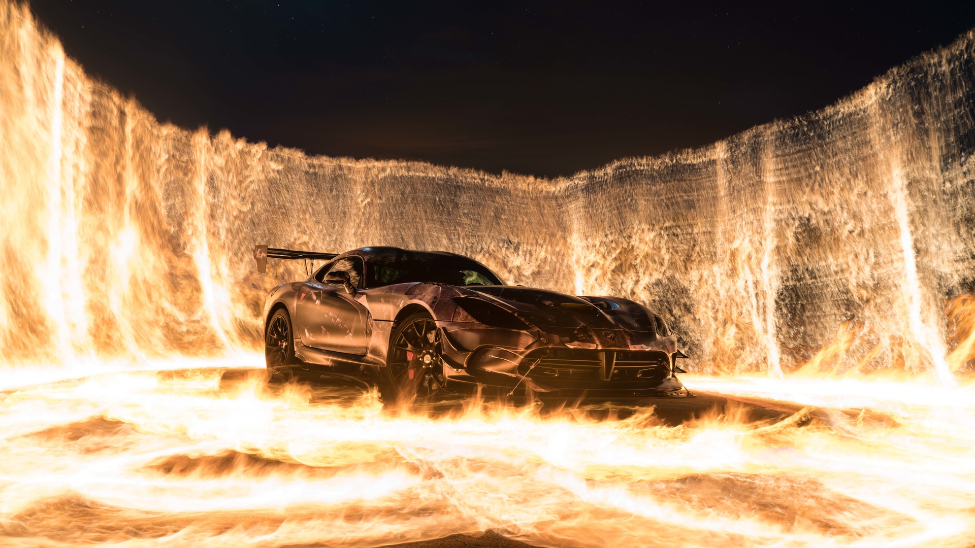 sports car, fire