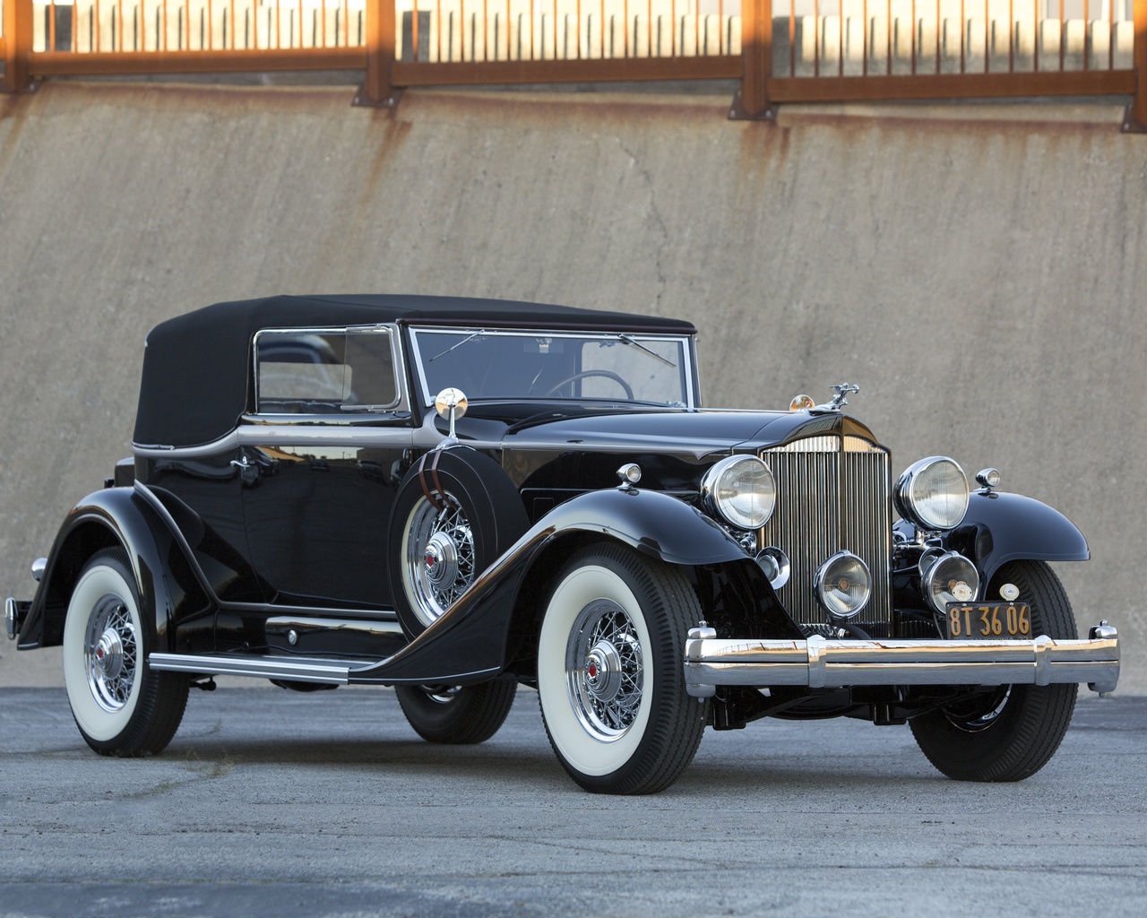 packard, super eight victoria, convertible, retro, cars, black