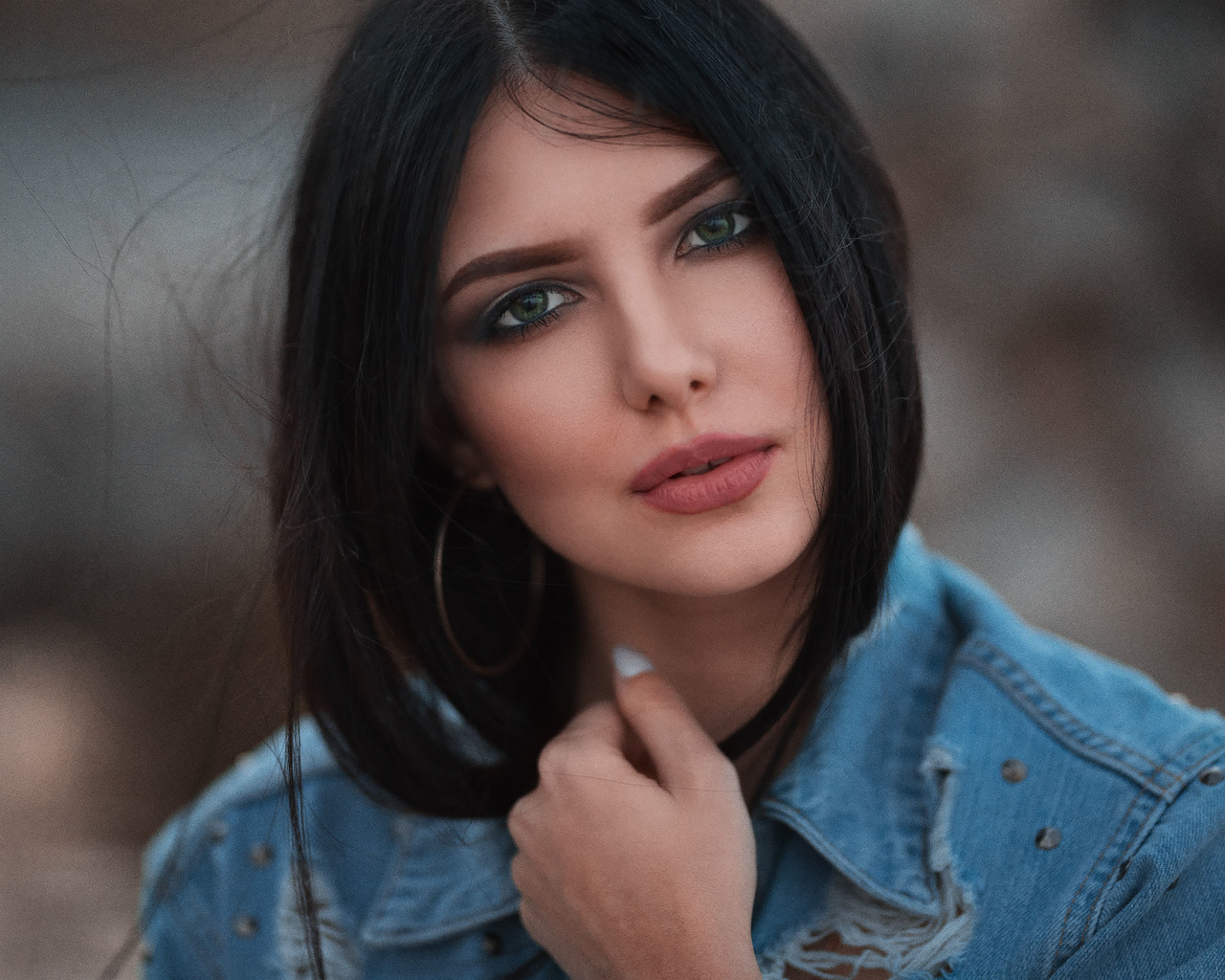 women, face, dmitry sn, green eyes, portrait, denim