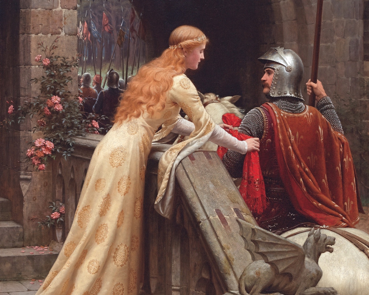 god speed, edmund blair leighton, middle ages, romanticism, pre-raphaelite, english painter