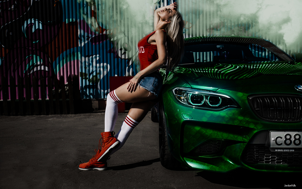 women, car, bmw, photo manipulation, jordanvdb