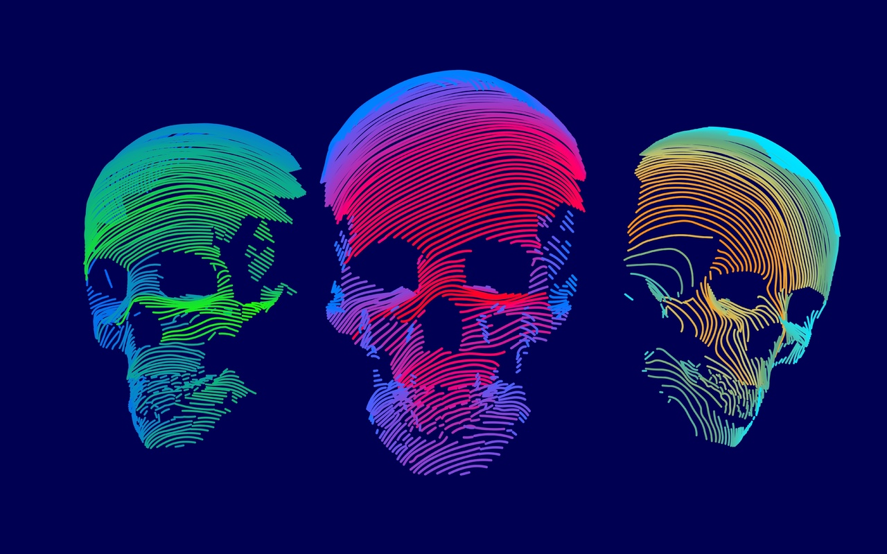 , colorful, skull