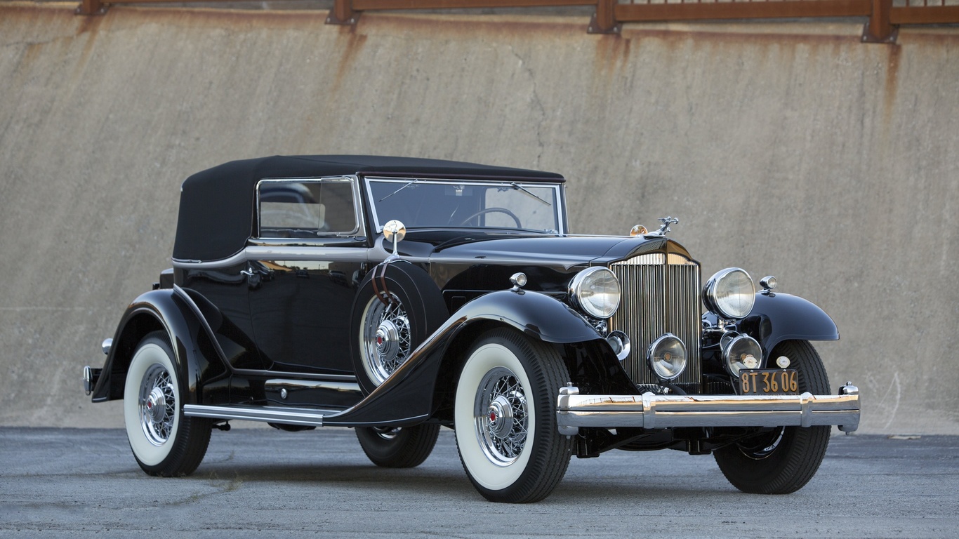 packard, super eight victoria, convertible, retro, cars, black