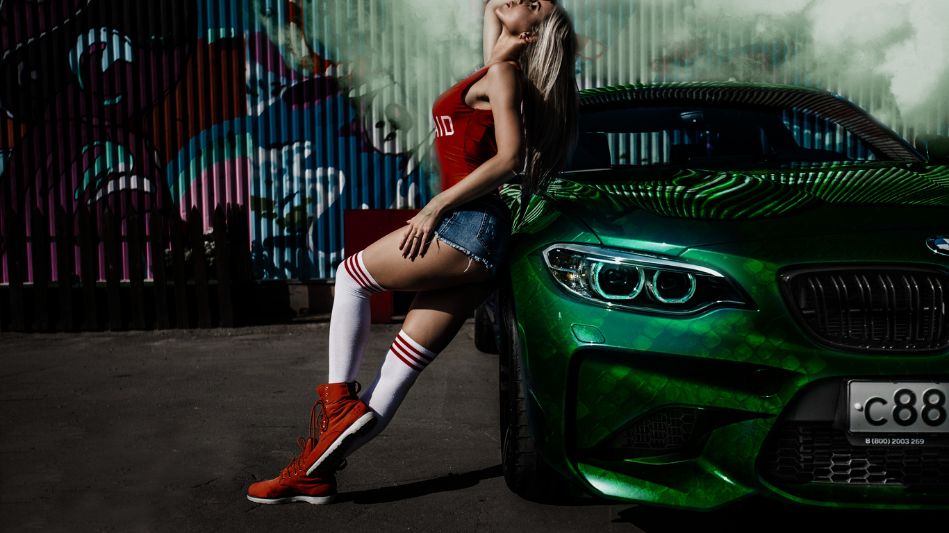 women, car, bmw, photo manipulation, jordanvdb