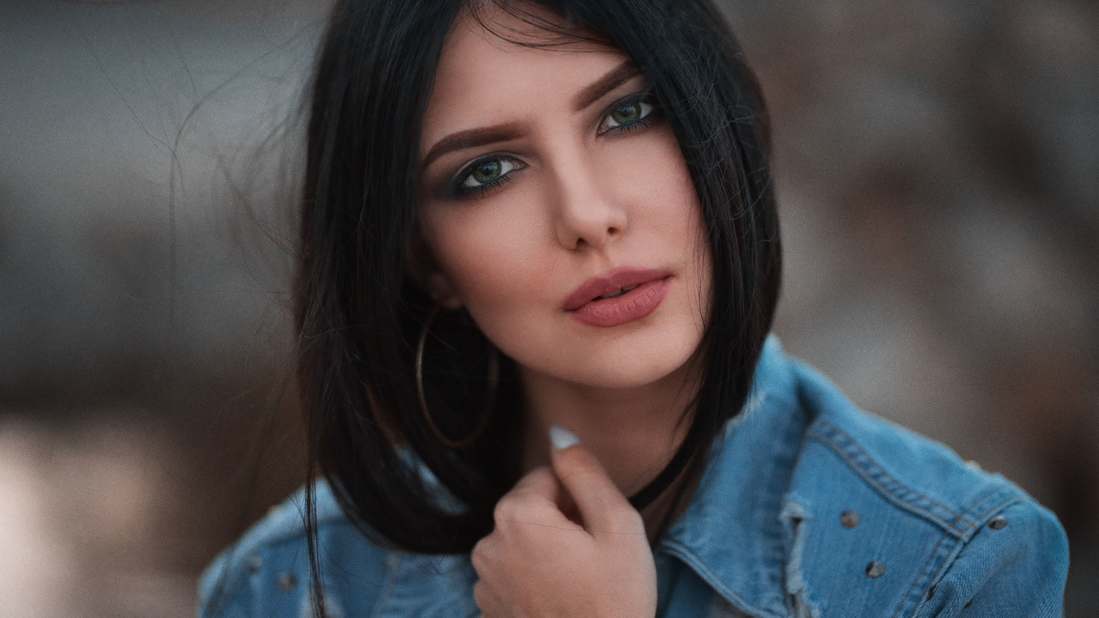 women, face, dmitry sn, green eyes, portrait, denim