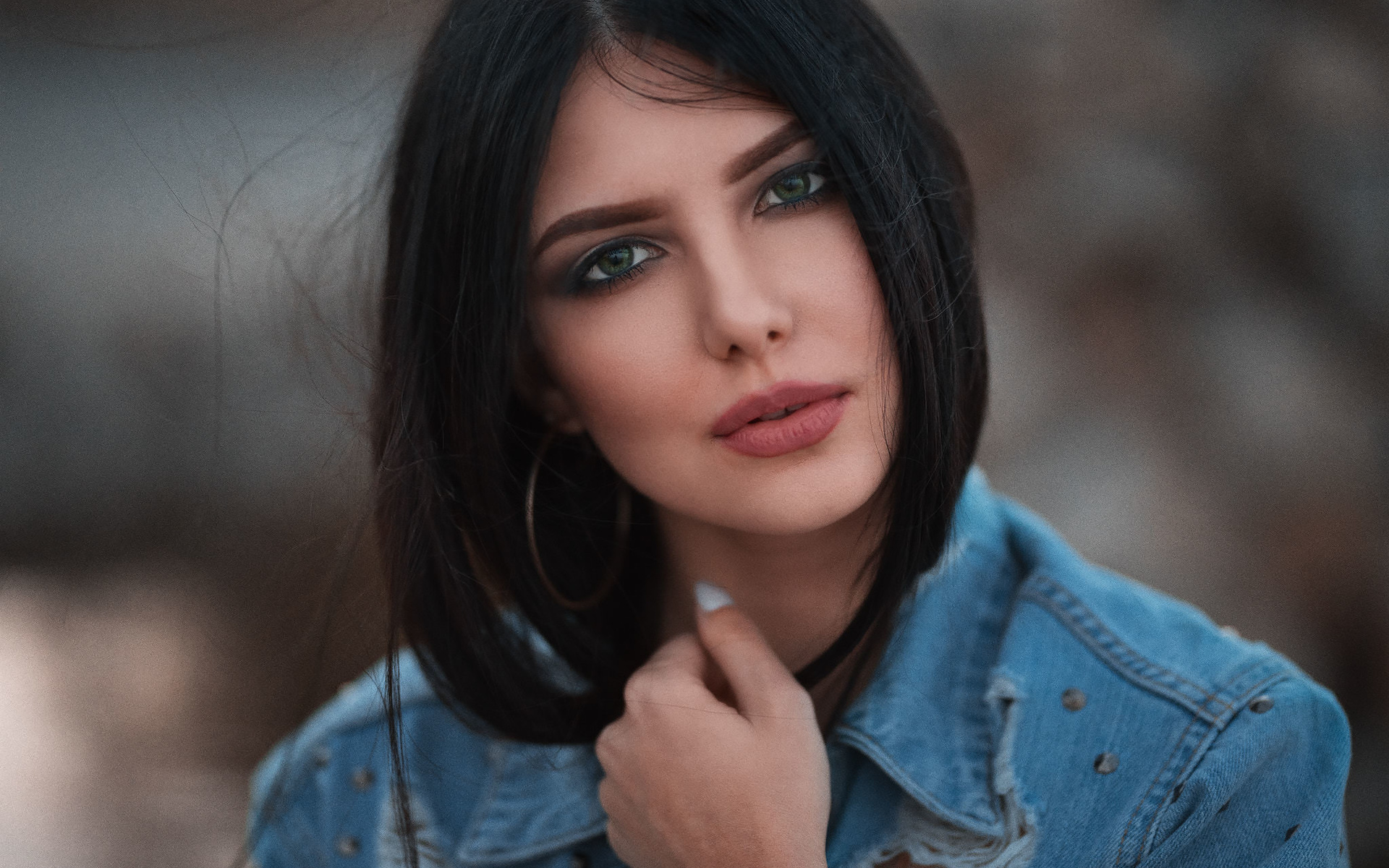 women, face, dmitry sn, green eyes, portrait, denim