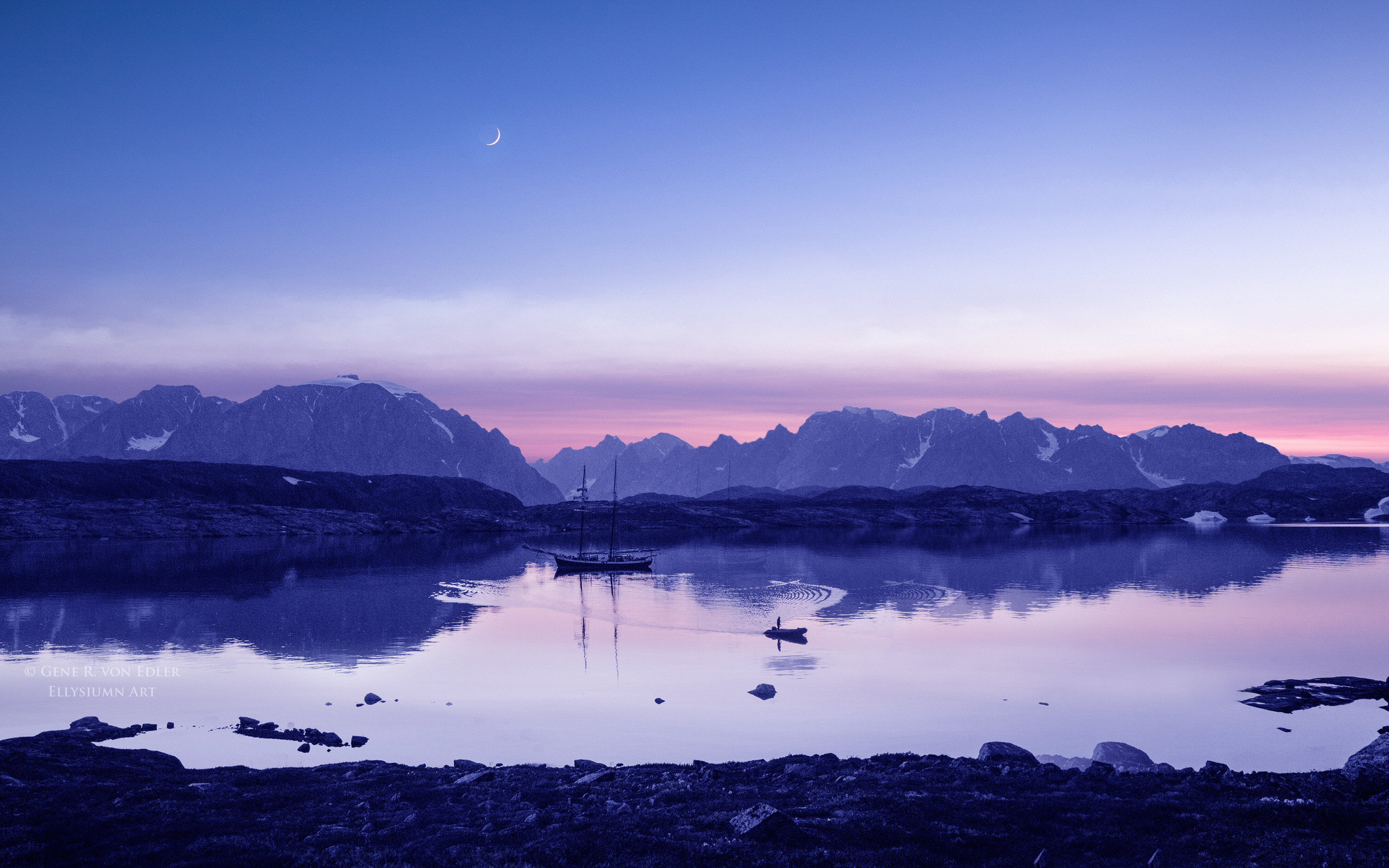 blue, evening, at lake