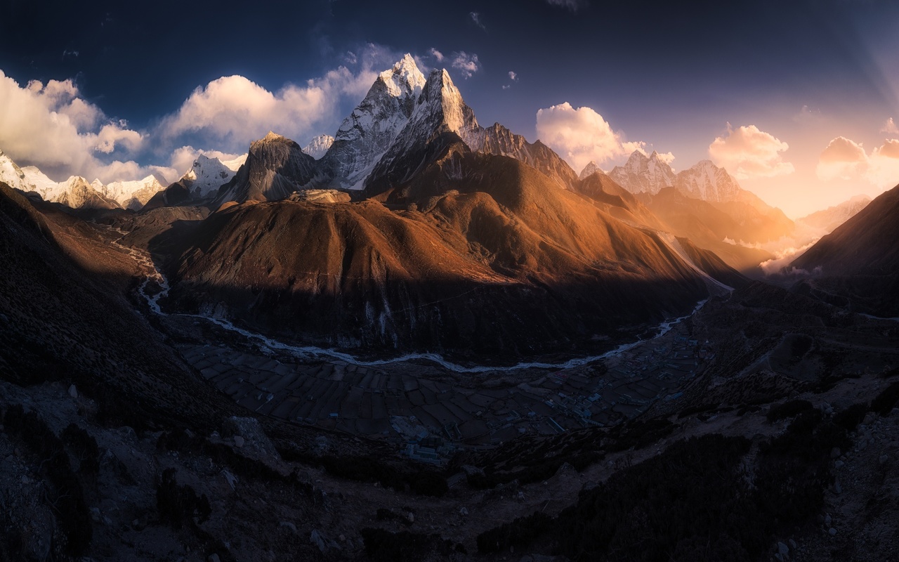 tibet dark, mountains,  