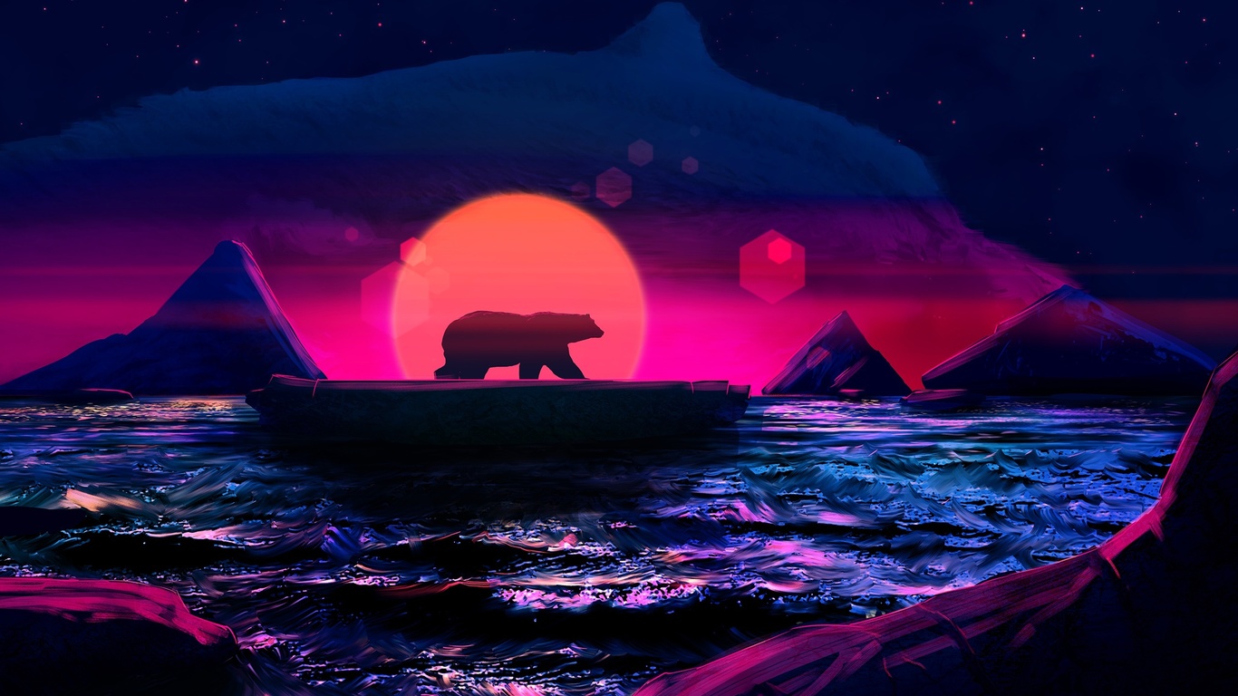 digital art, polar bears, arctic