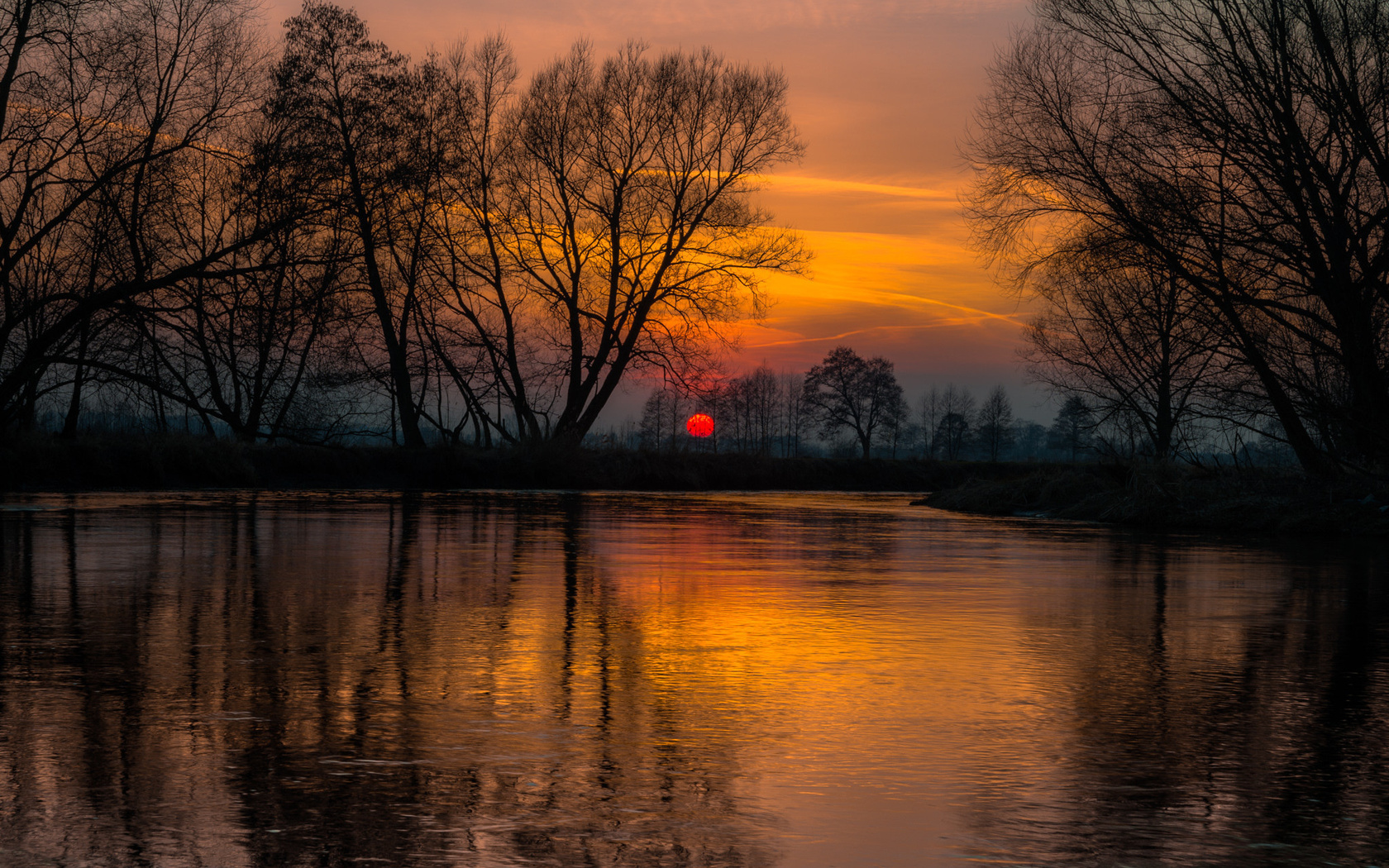 , , , , , trees, river, nature, sunset, reflection