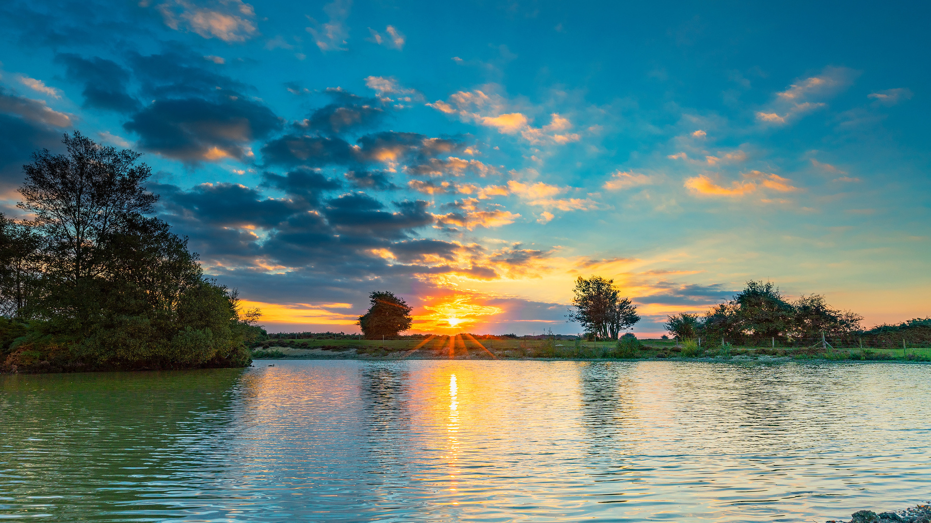 , , , , , , the sky, clouds, trees, water, lake, sunset