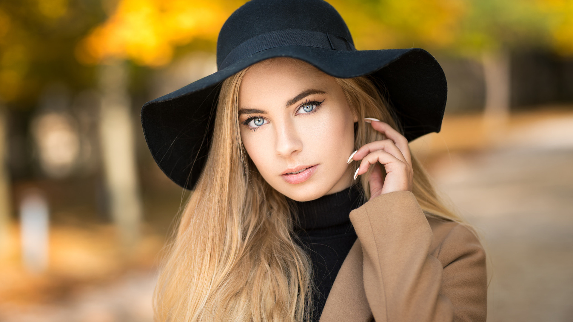 women, lods franck, hat, blonde, portrait, coats, depth of field